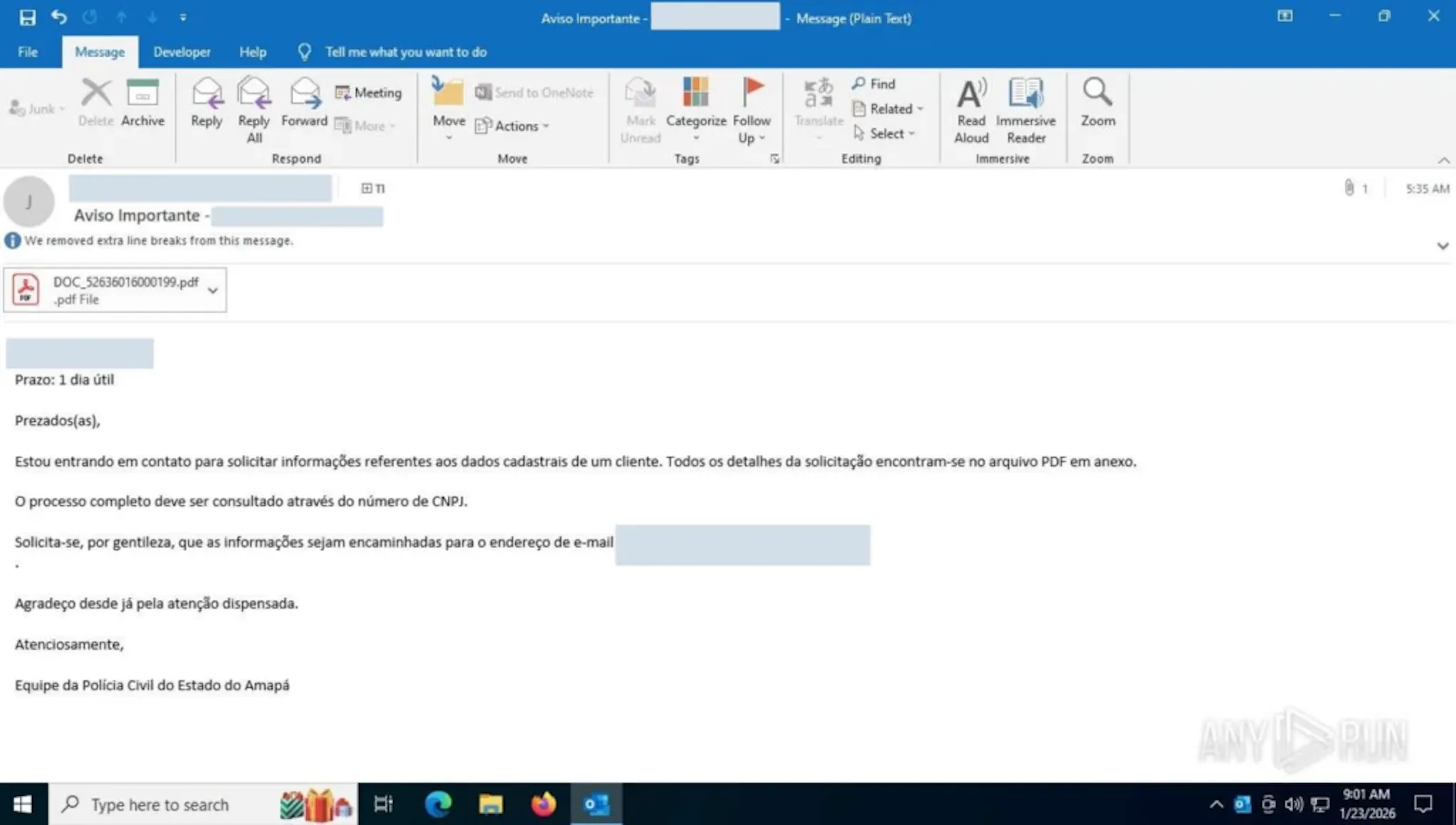 Ofício-PC phishing