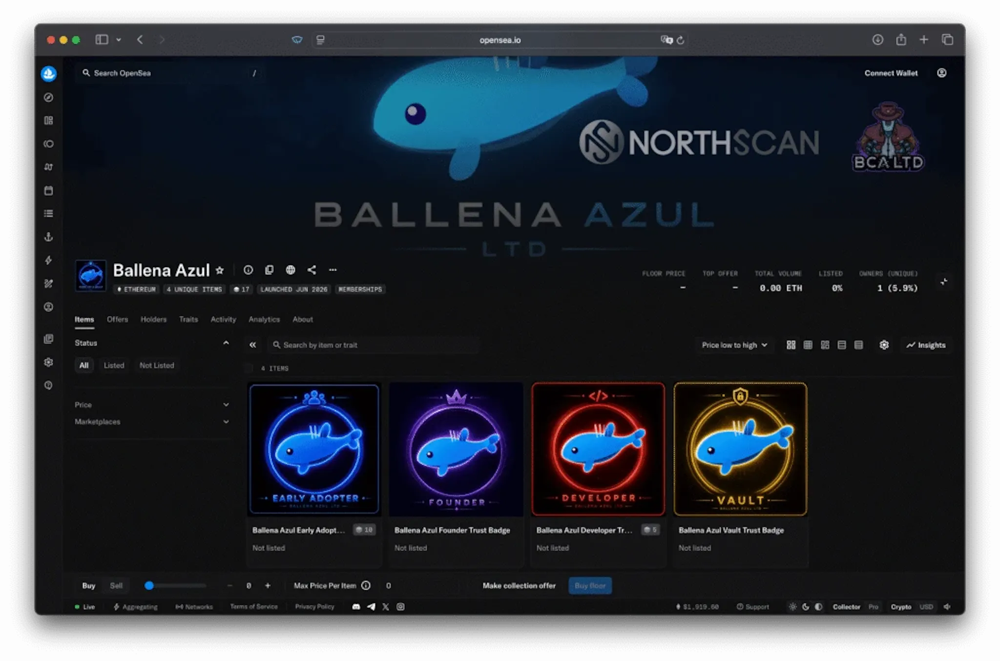 Ballena Azul LTD on OpenSea NFT Marketplace