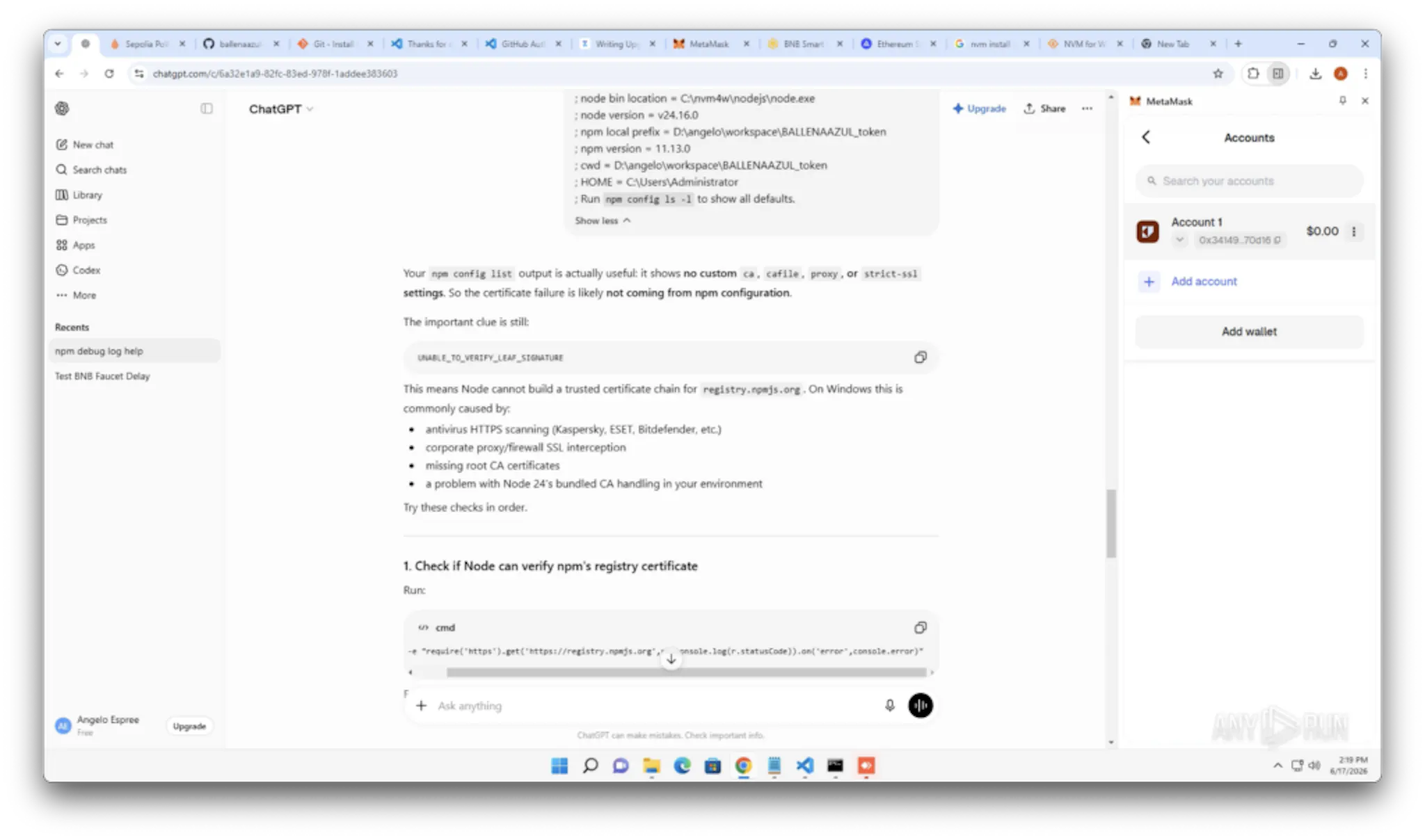 Debugging Node.js issues with ChatGPT