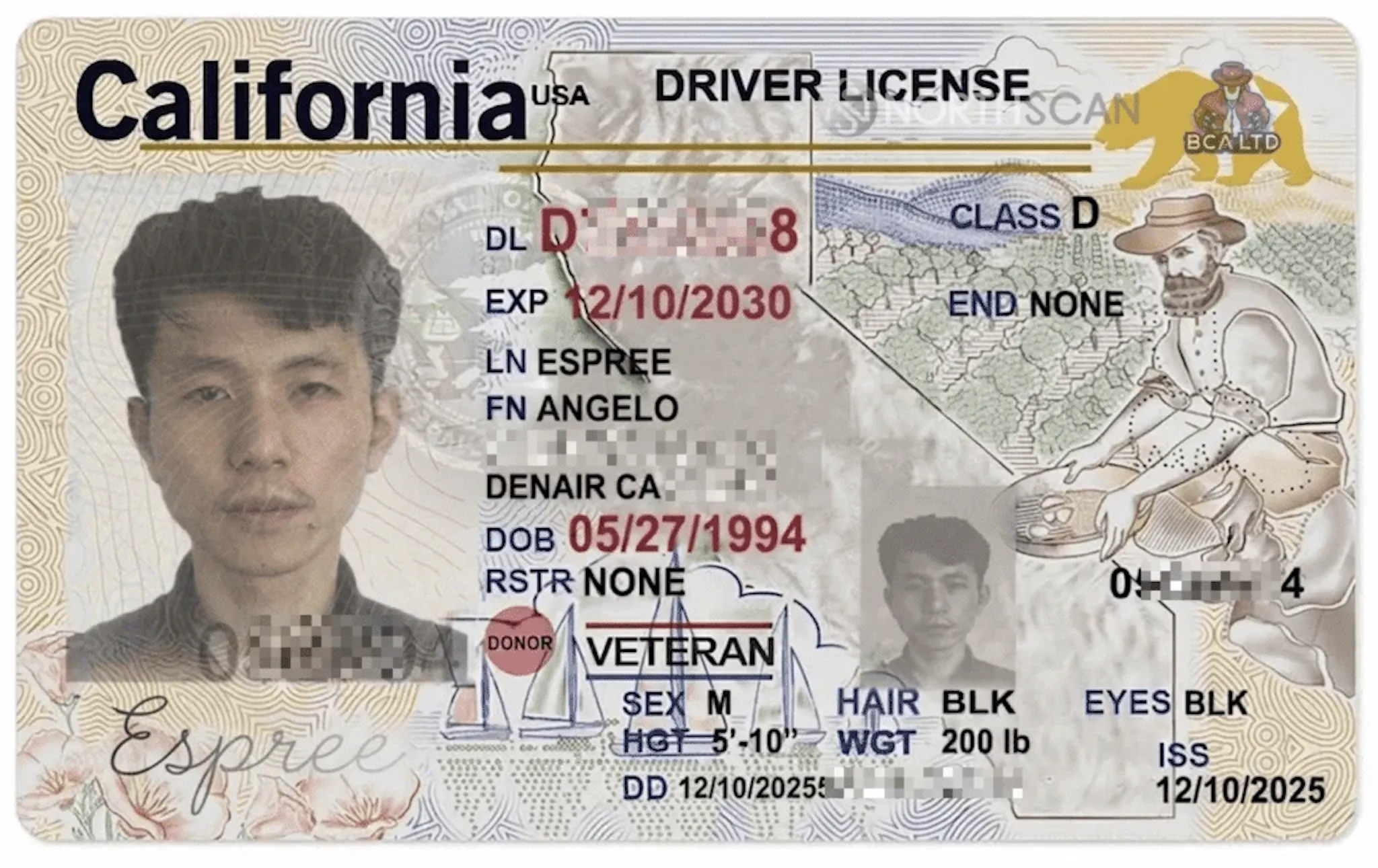 Angelo’s driving license