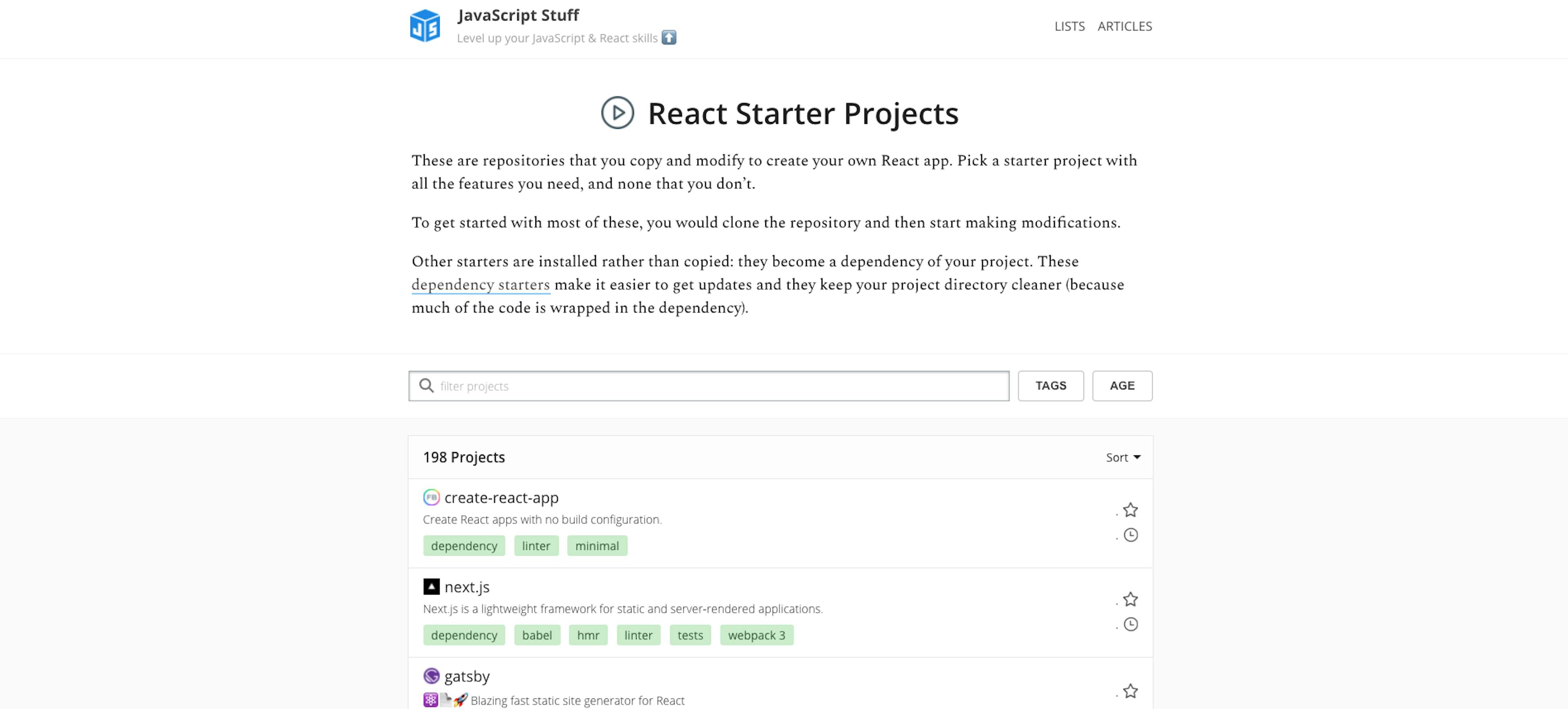 React Starter Projects