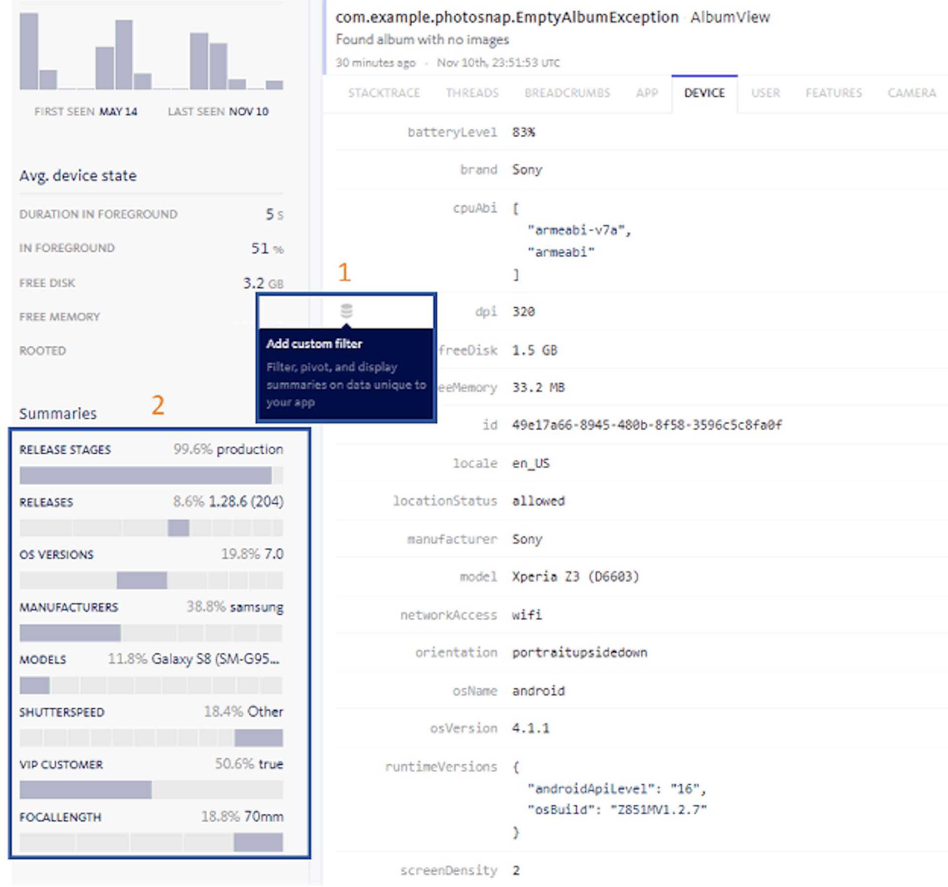 1. Custom Filter Index 2. Filter Summaries