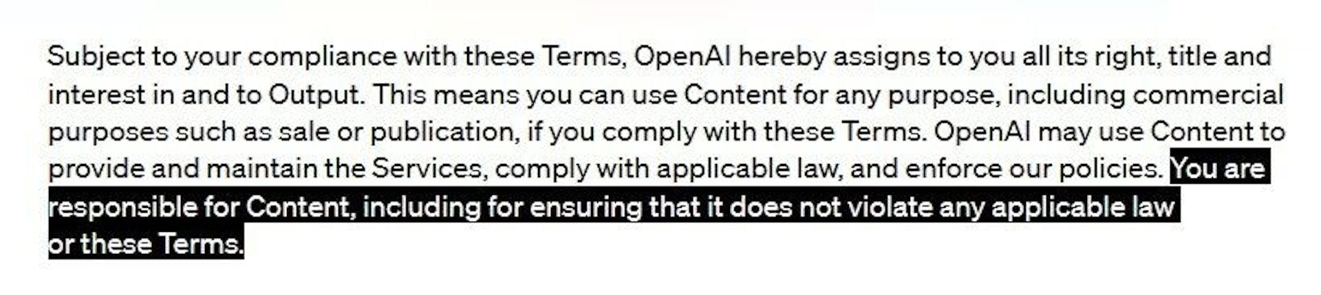 Conditions d'utilisation d'OpenAI