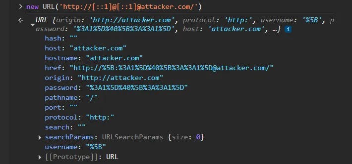 Figure 7: Google Chrome parsing our crafted URL