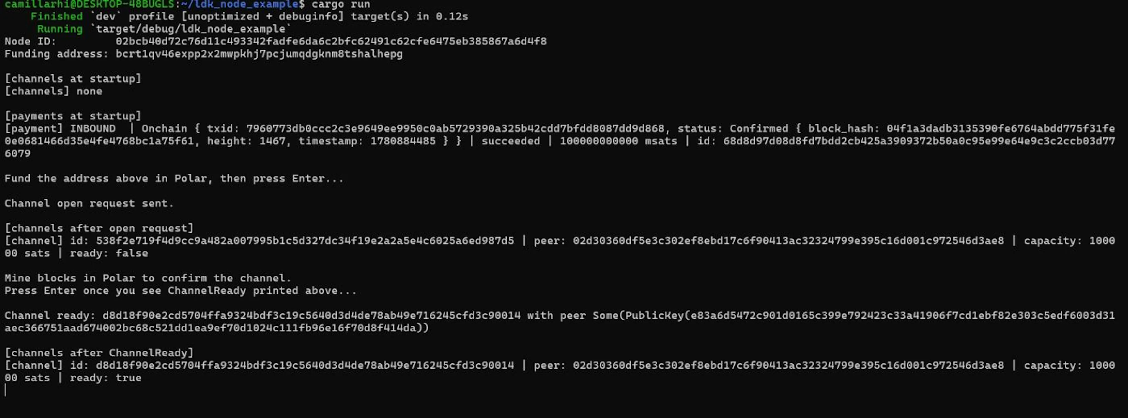Terminal showing generated invoice string