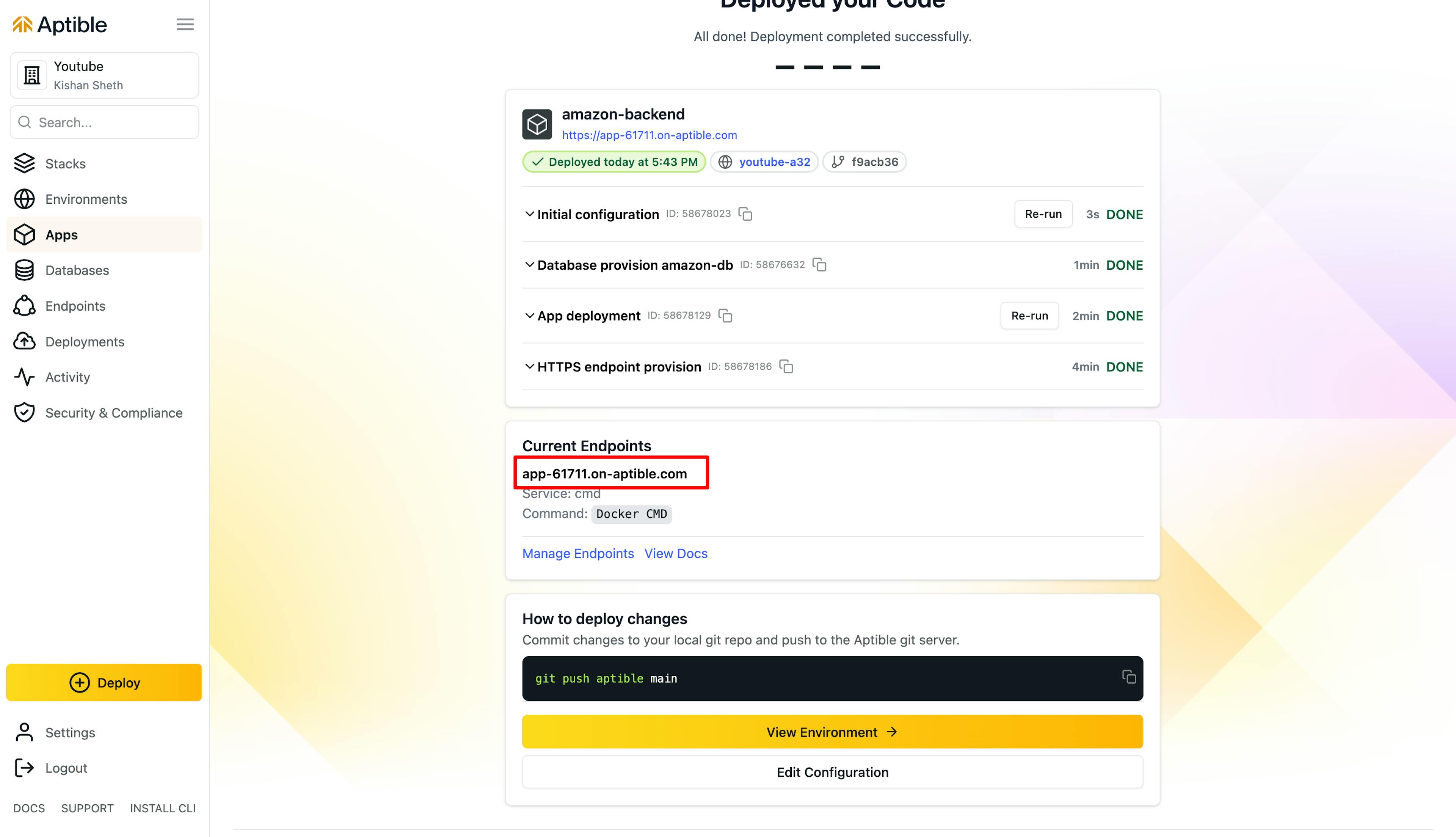 Successful Endpoint provision