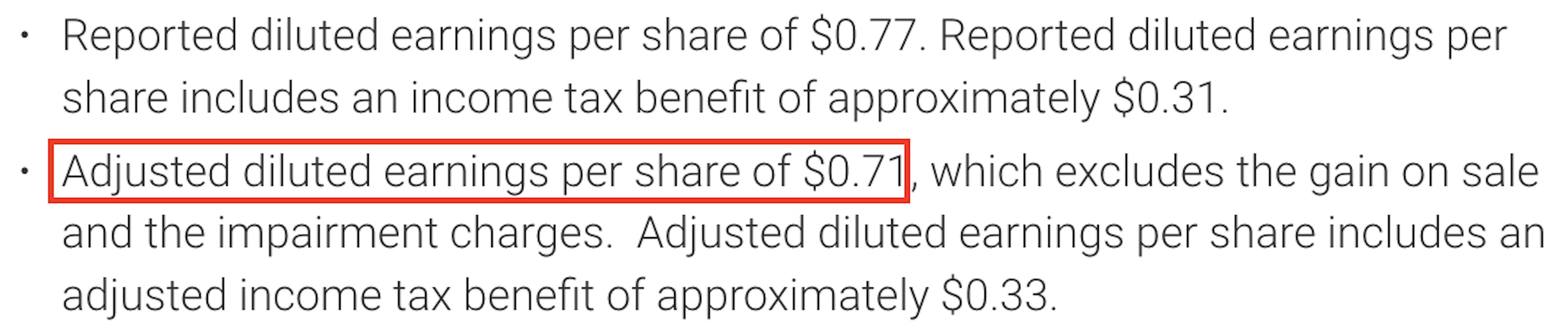 Figure 3. Gap Inc. fiscal report excerpt on diluted earnings per share.