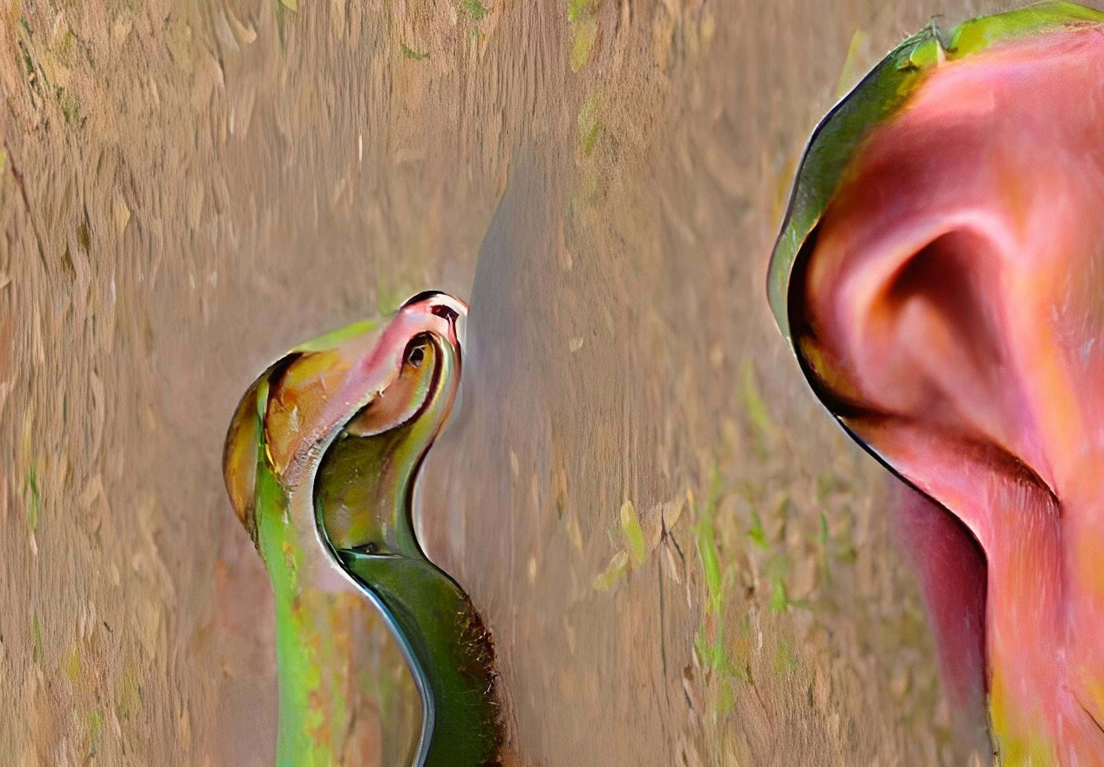 “Serpent to Ear”, AI-generated @ Dream by Wombo