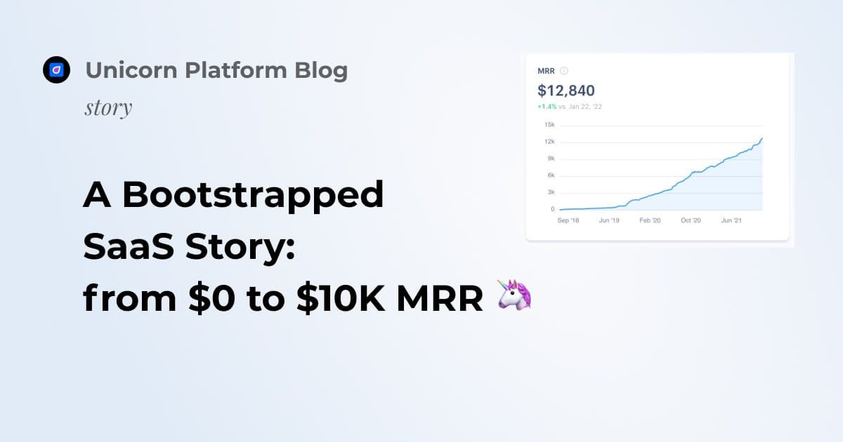 featured image - A Bootstrapped SaaS Story: from $0 to $10K MRR 🦄