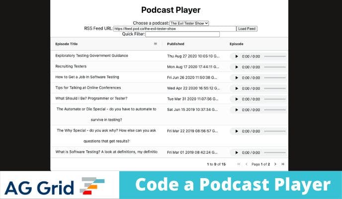 featured image - Create a Podcast Player with React and AG Grid