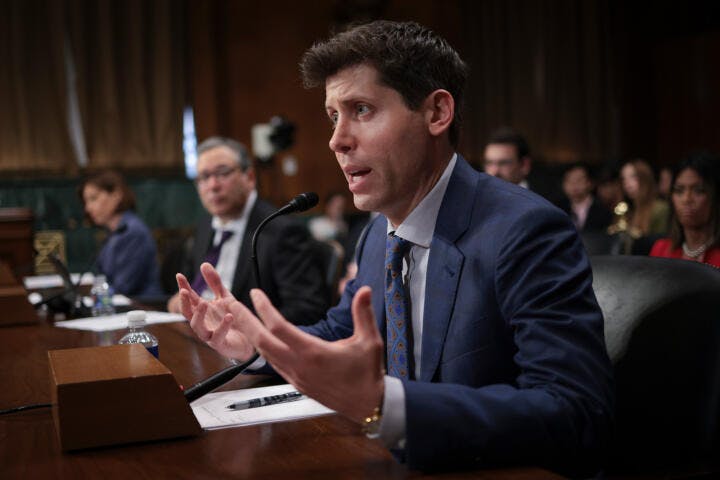 Caption: Samuel Altman, CEO of OpenAI, testifies before the Senate Judiciary Subcommittee on Privacy, Technology, and the Law on May 16, 2023. Credit:Win McNamee/Getty Images