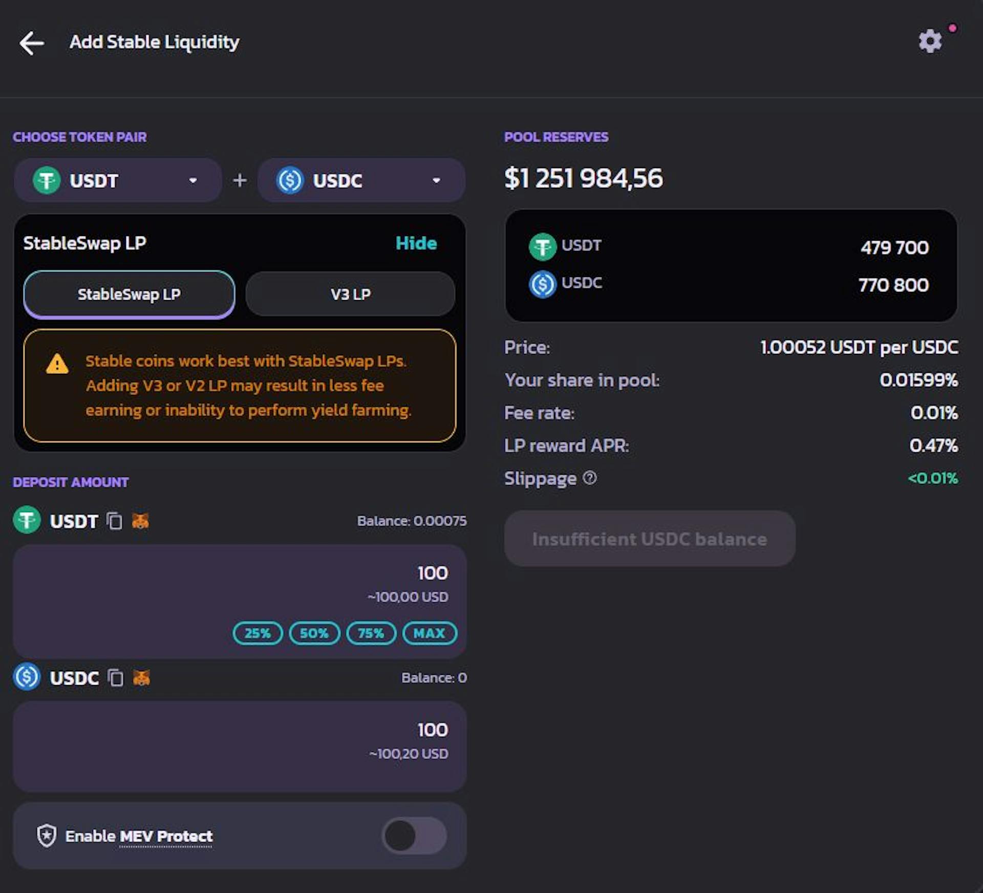 Adding liquidity to a pool based on the StableSwap protocol on PancakeSwap