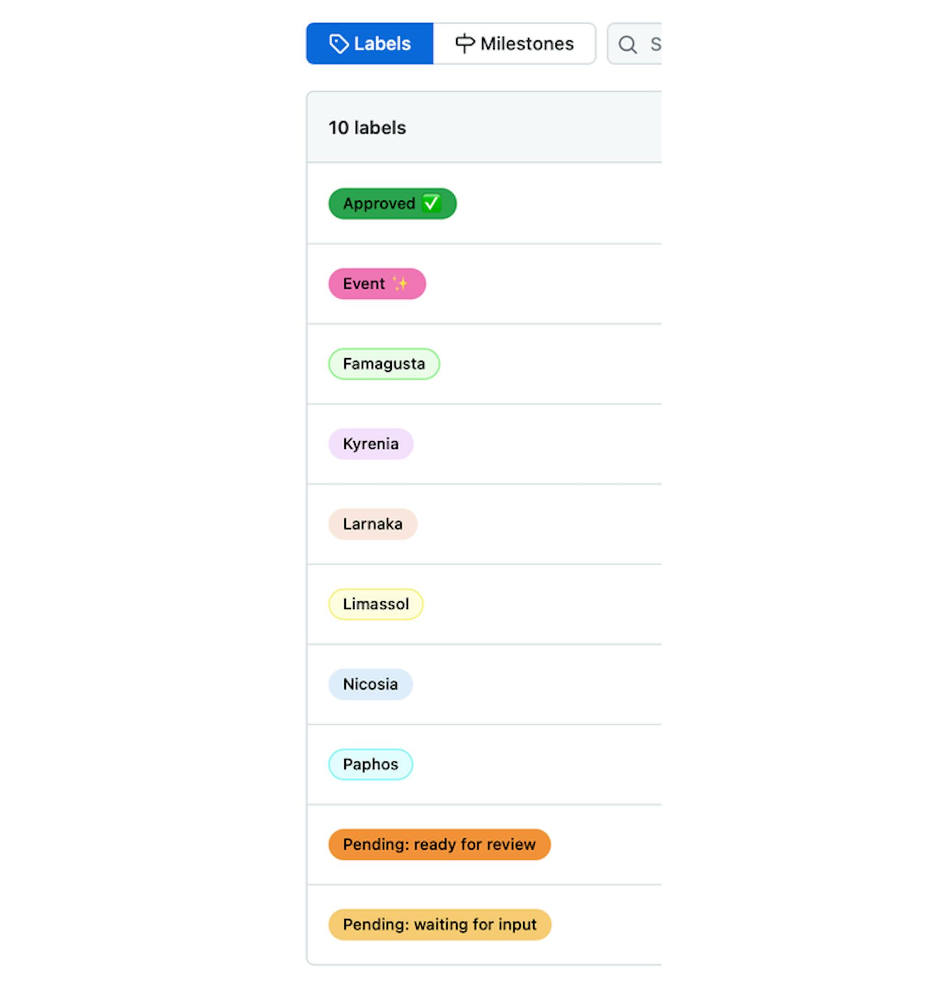 GitHub Event Labels