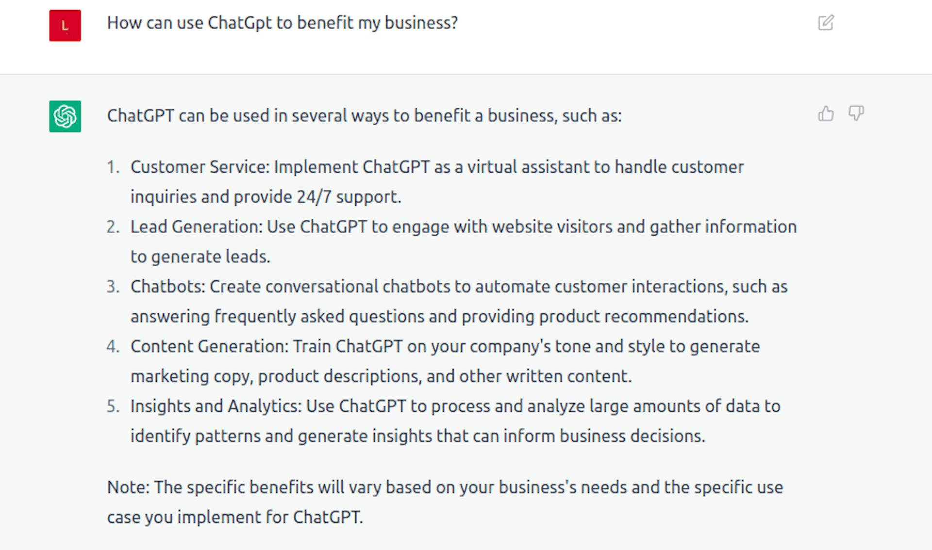 ChatGPT gives advice on how to develop a product strategy