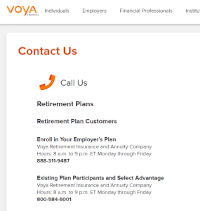 Voya vs. Fidelity customer service hours