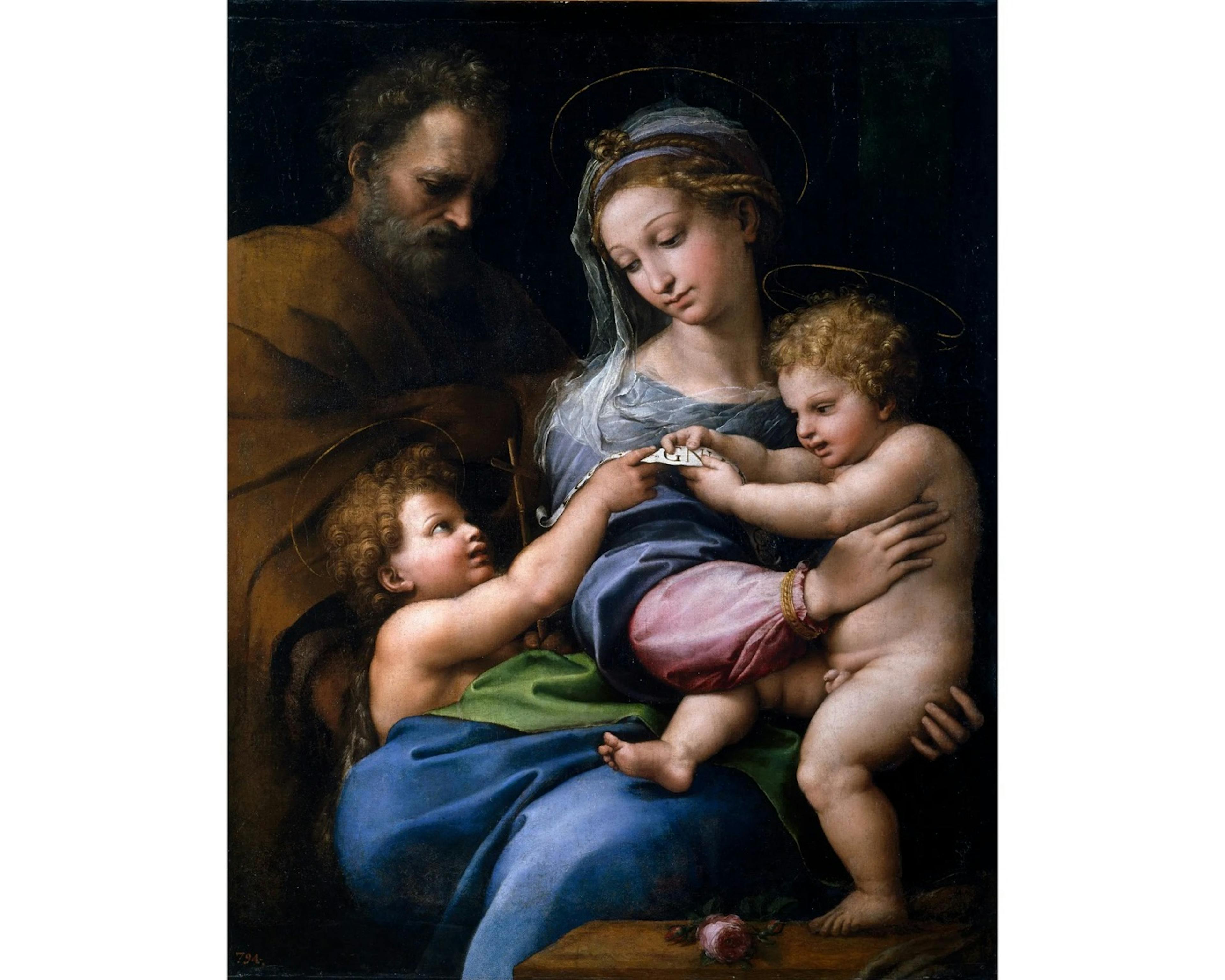 Raphael, The Holy Family with the Infant Saint John the Baptist, or Madonna of the Rose, 1517. Museo Nacional del Prado