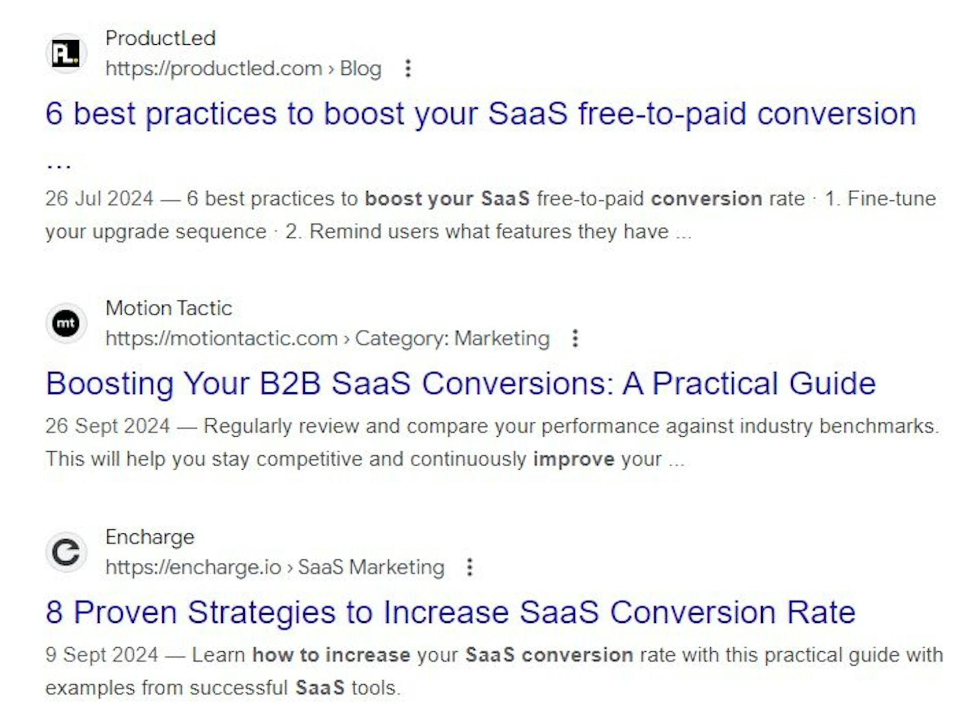 Google SaaS conversion result