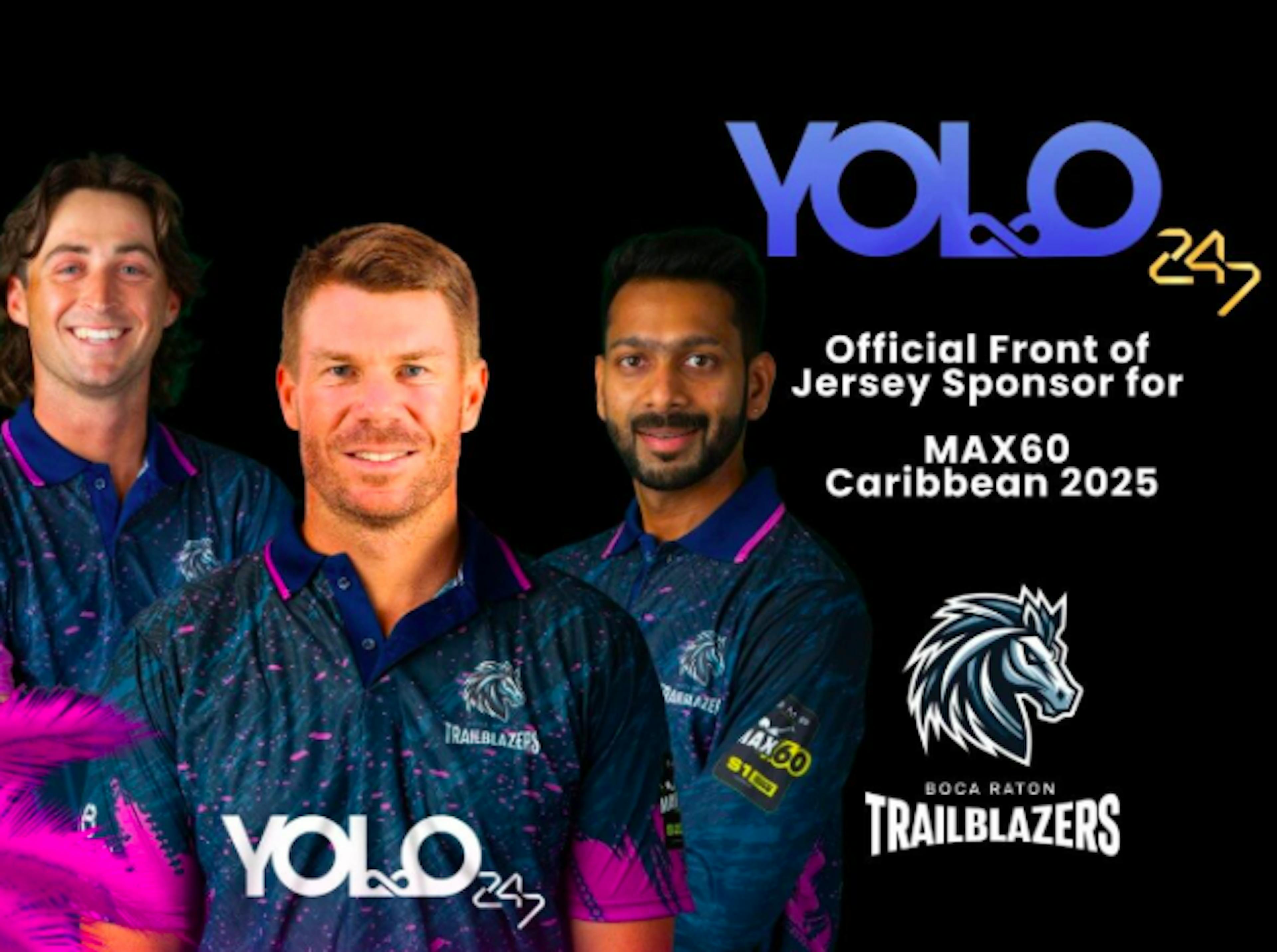 /yolo247-named-front-of-jersey-sponsor-for-boca-raton-trailblazers-in-max60-caribbean-league-2025 feature image