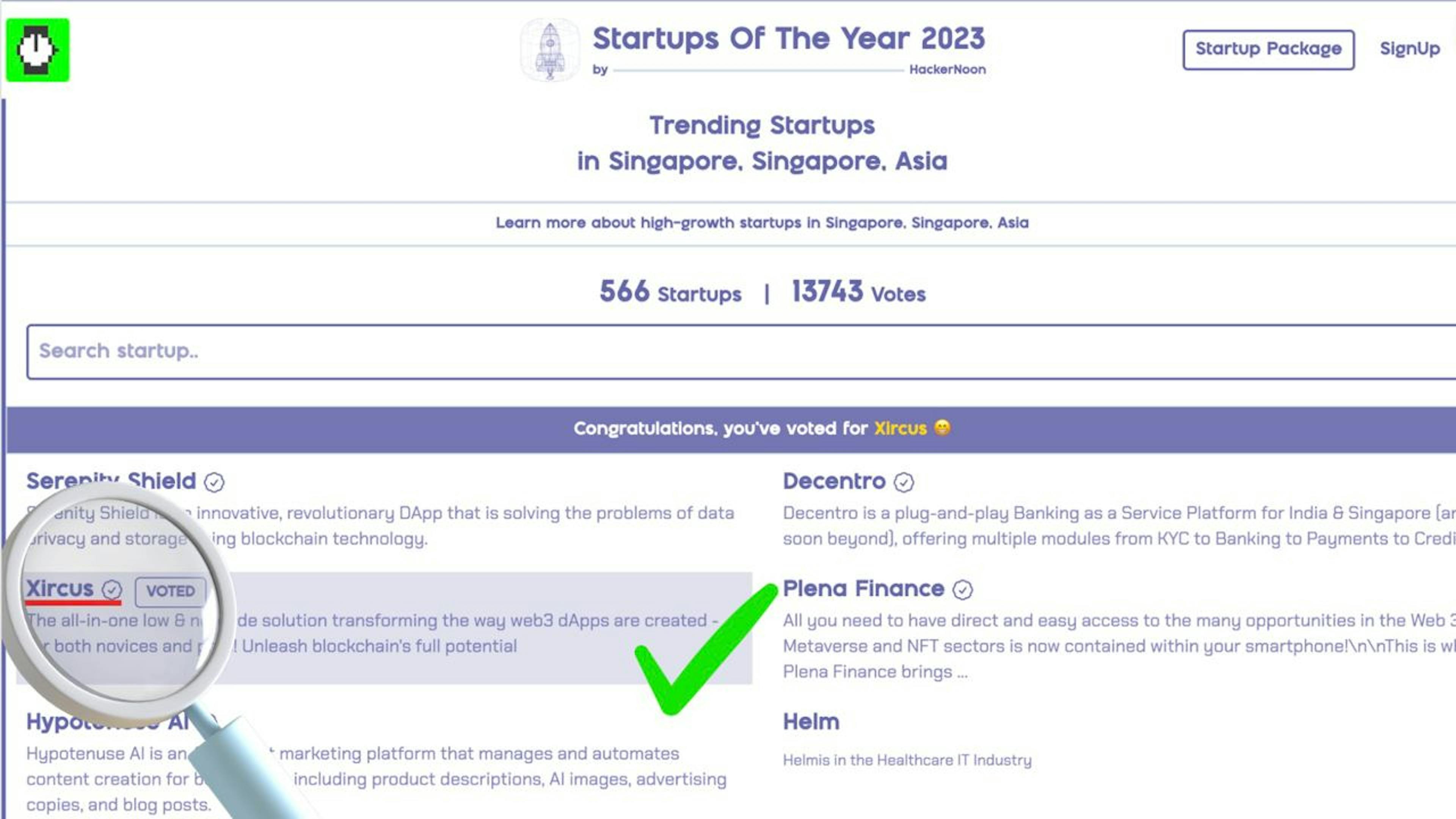 Xircus on HackerNoon's "Startups of the Year 2023" Award