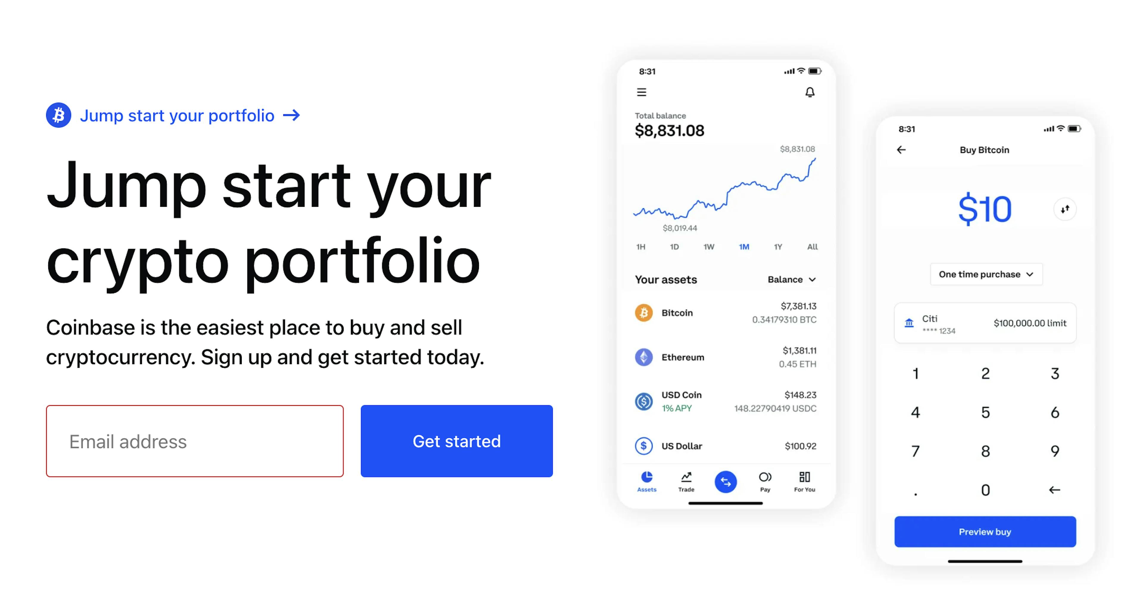 Coinbase interface