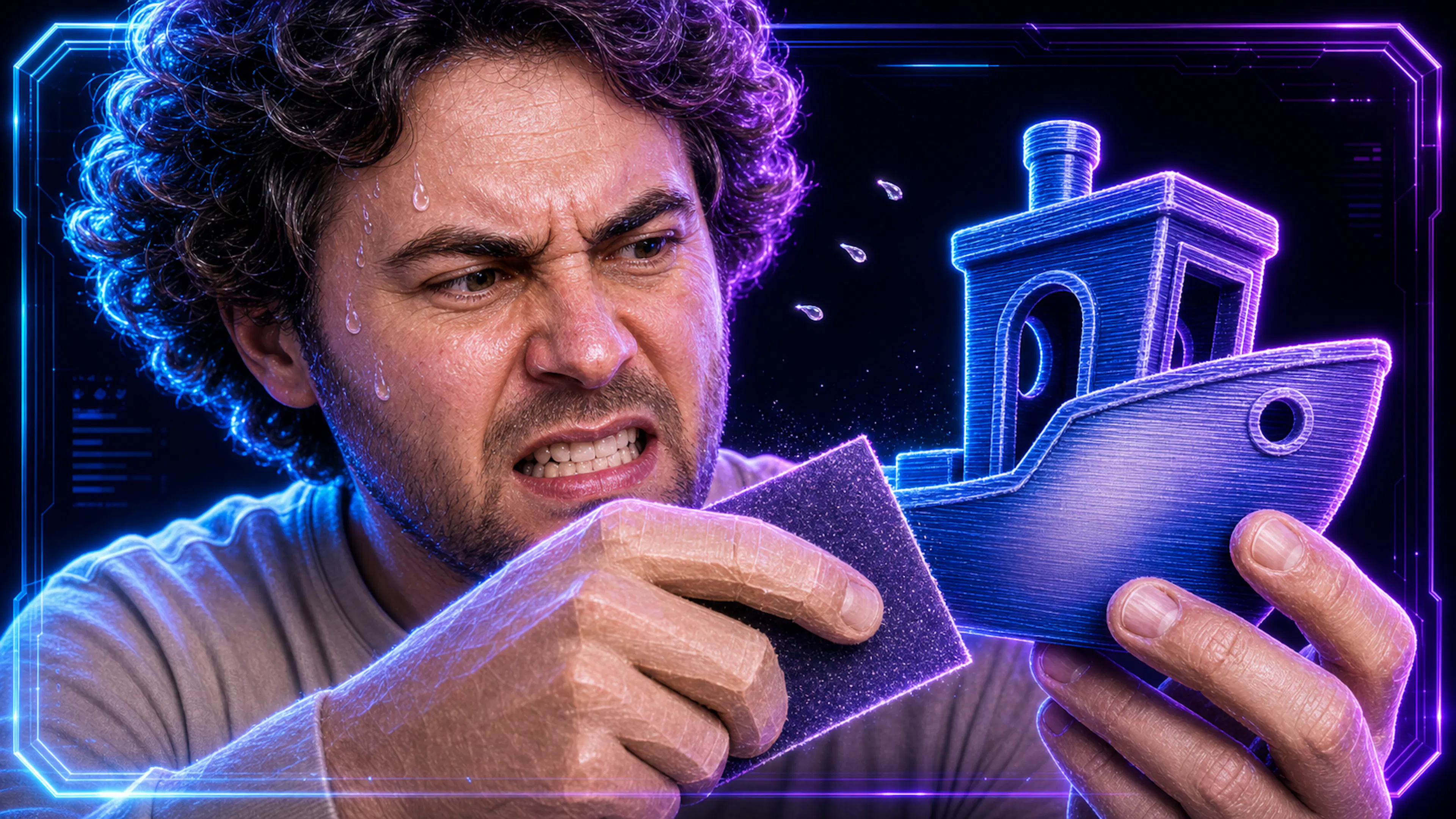 Sanding the layer lines off a Benchy, the slow way