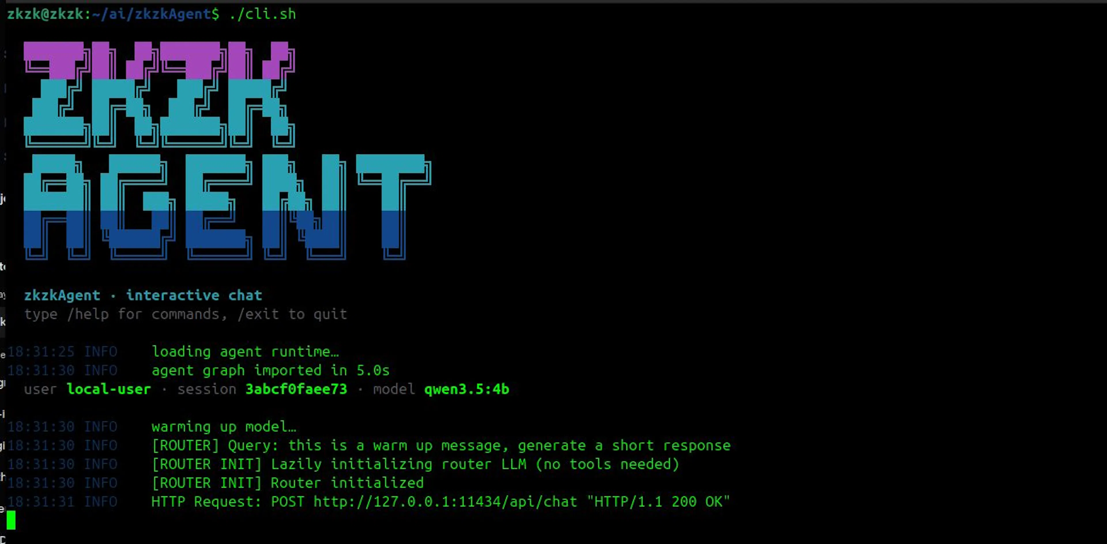simple demo of zkzkAgent cli