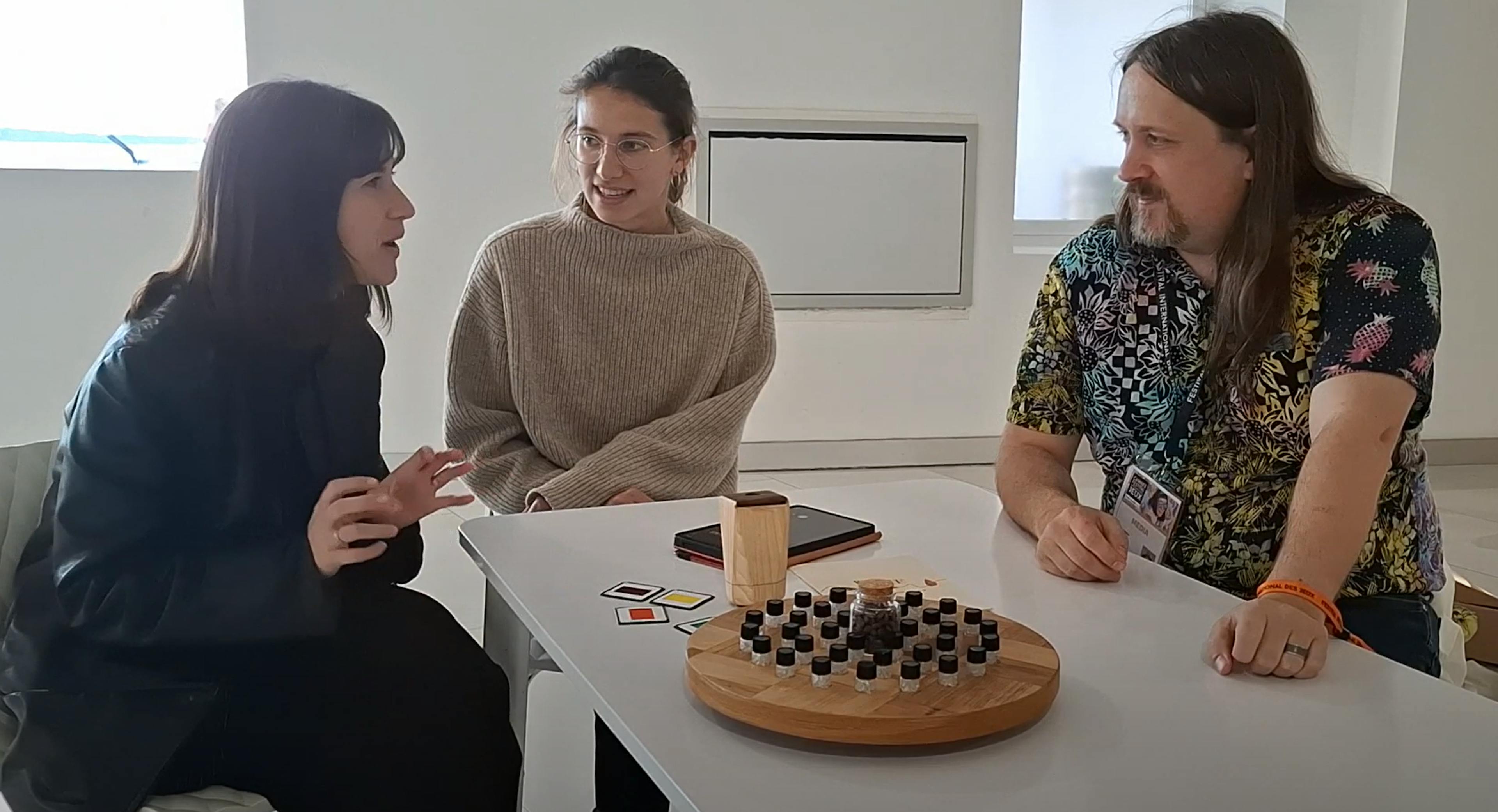 Discussing WHIFF, scents, games, and neuroscience with Dr Alice Drew and Dr Alice Vidal at the Festival des Jeux