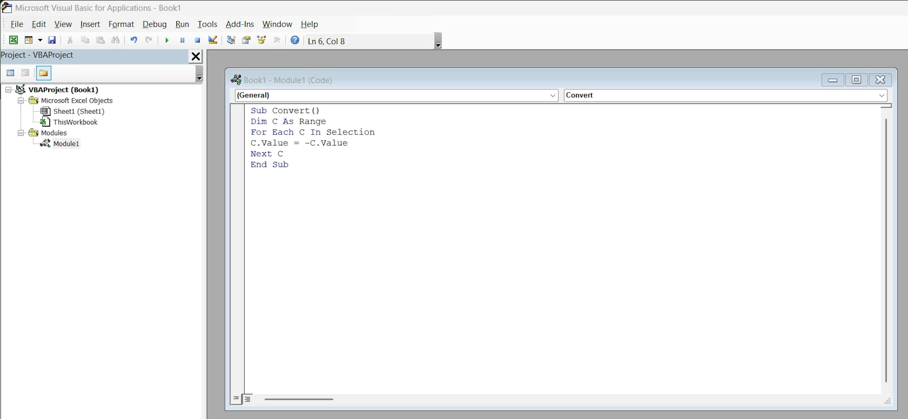 Paste the VBA code in the Module