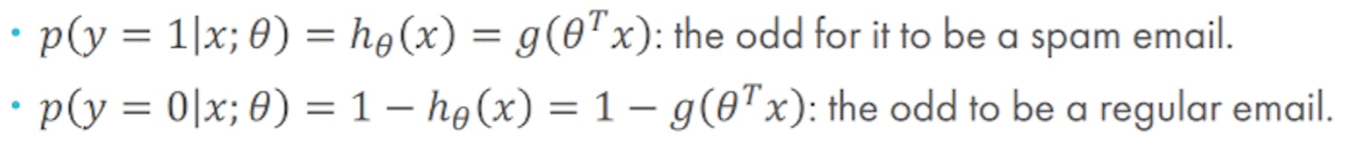 The odds formulae for ham and spam email