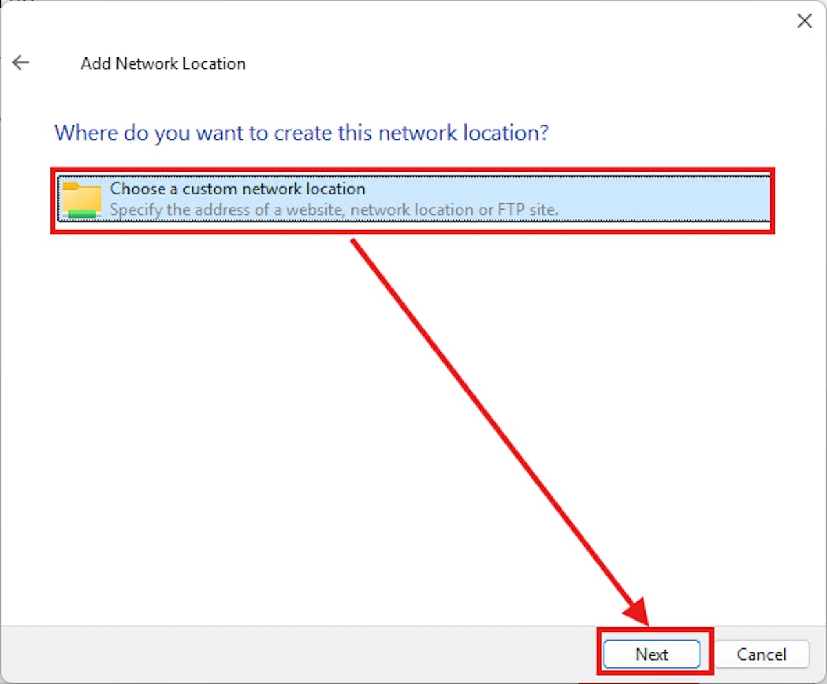 Chose cutom net location