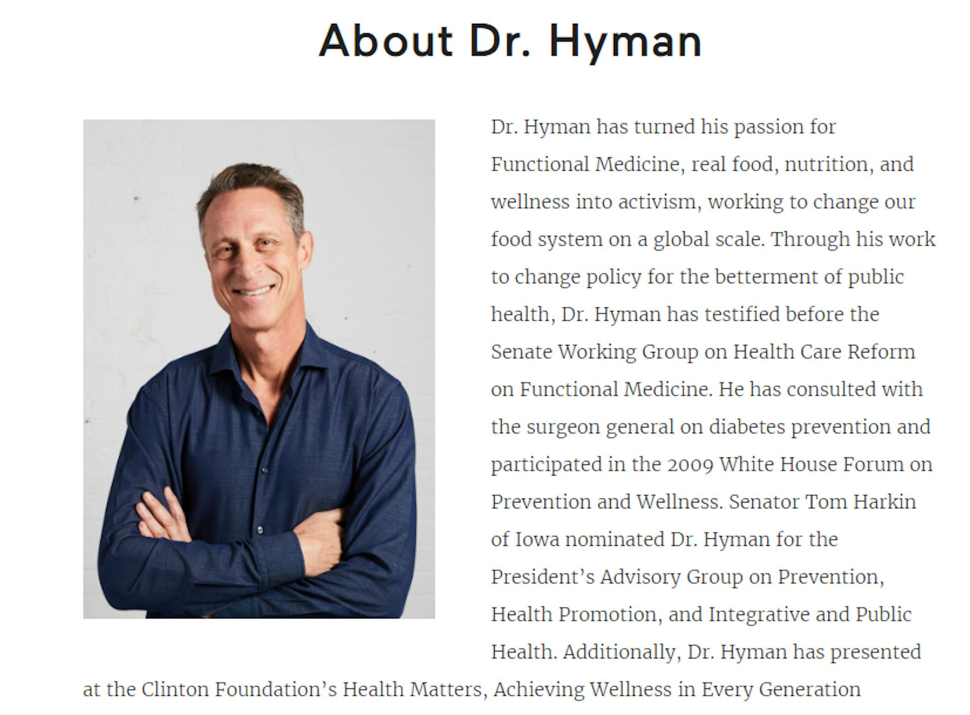 Mark Hyman's 'About Me' page 