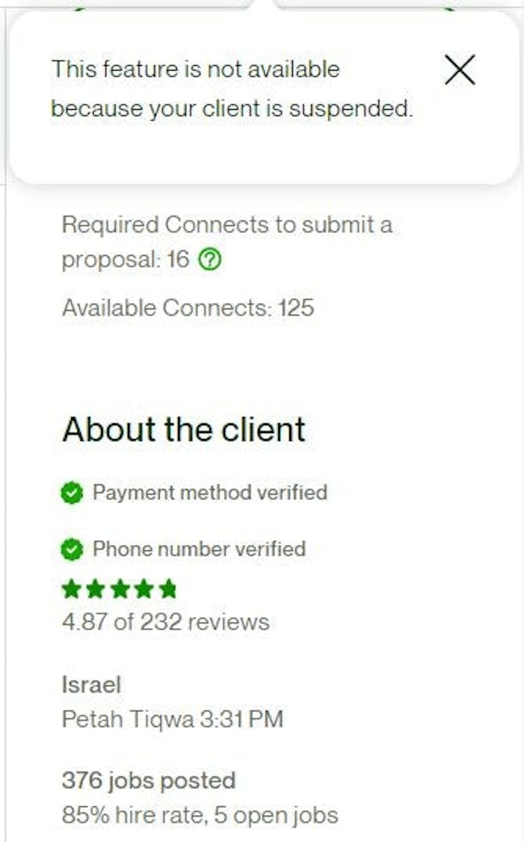 Captură de ecran Upwork