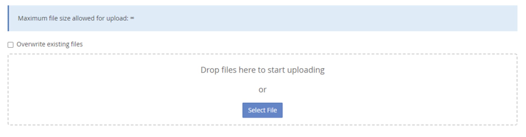 Transfer Your Website to a New Host - File manager interstitial for uploading new files