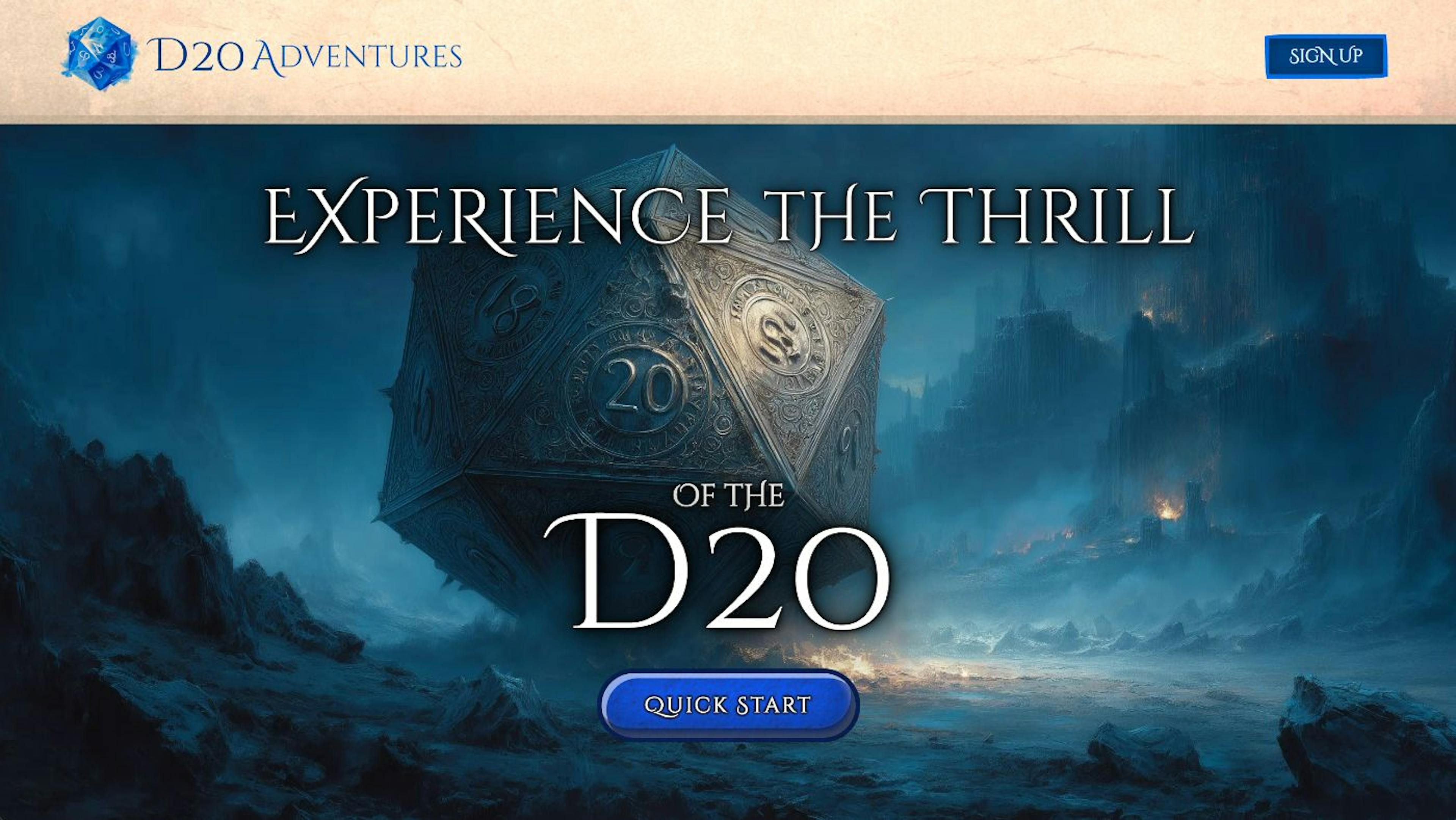 Landing Page for D20Adventures.com