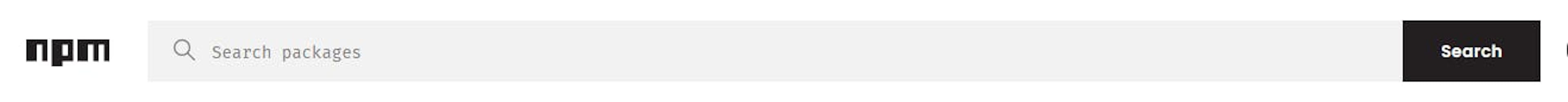 Search bar on the NPM Registry website homepage