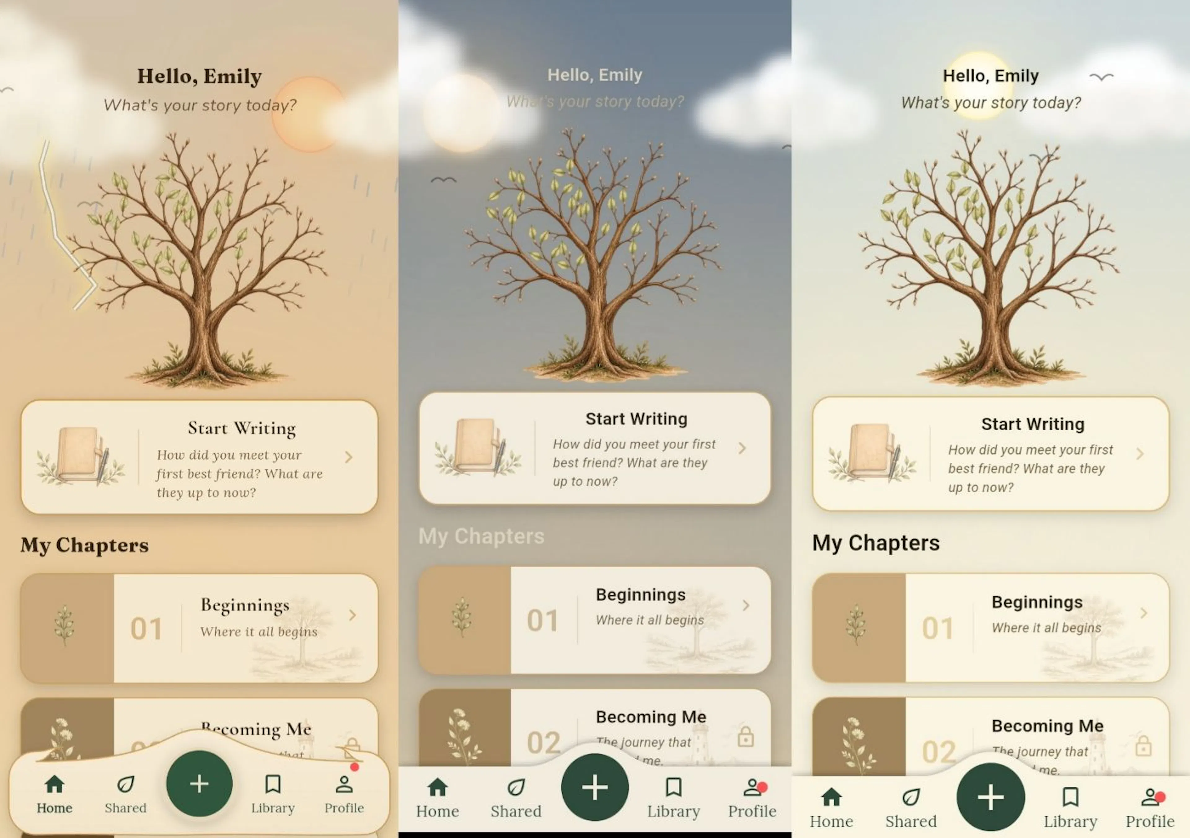 App theme  that acts according to user phone time and thunder interaction when clicking clouds