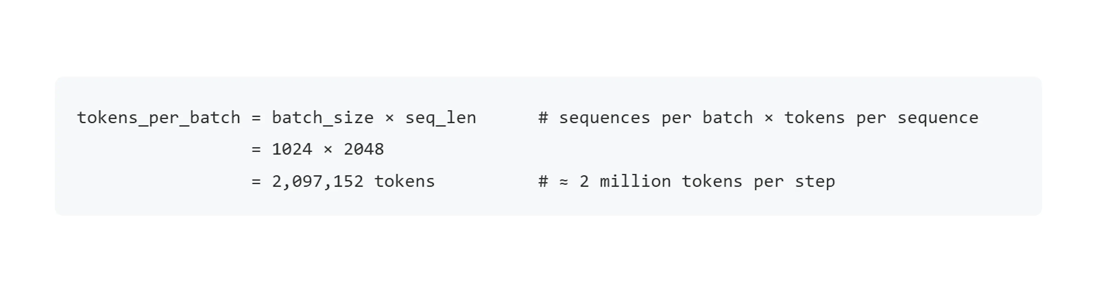Calculation tokens per batch