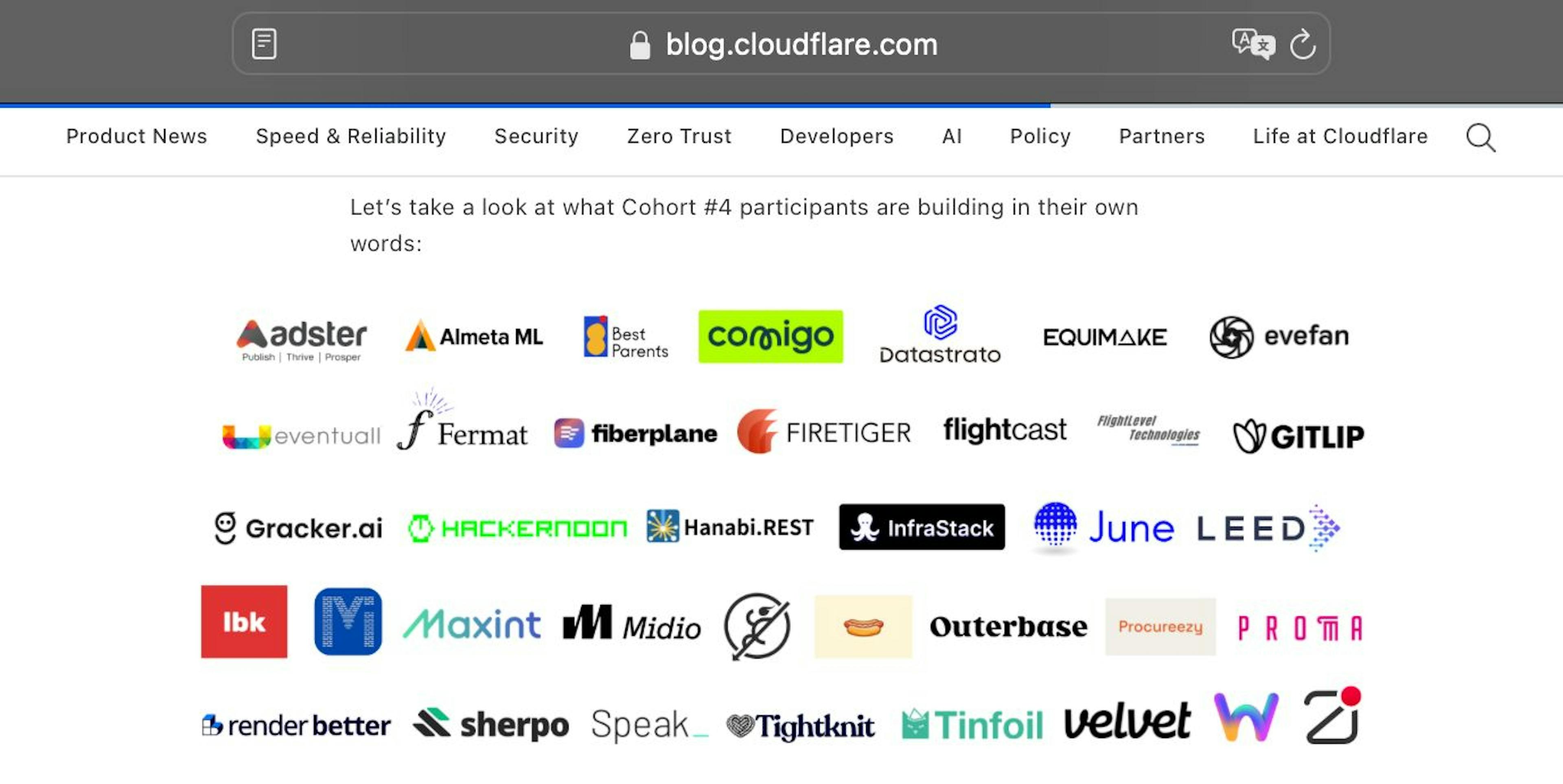 Cloudflare's Workers Launchpad හි සමාගම්