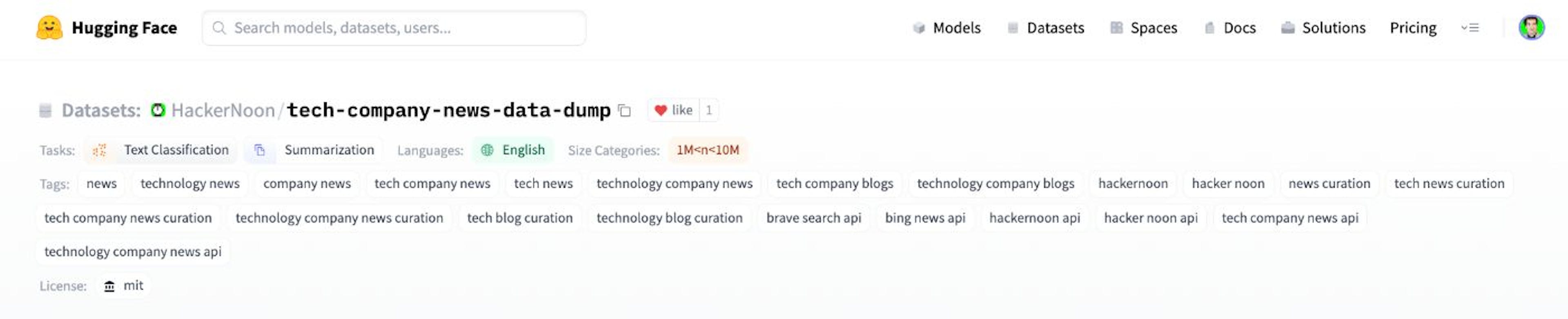 https://huggingface.co/datasets/HackerNoon/tech-company-news-data-dump