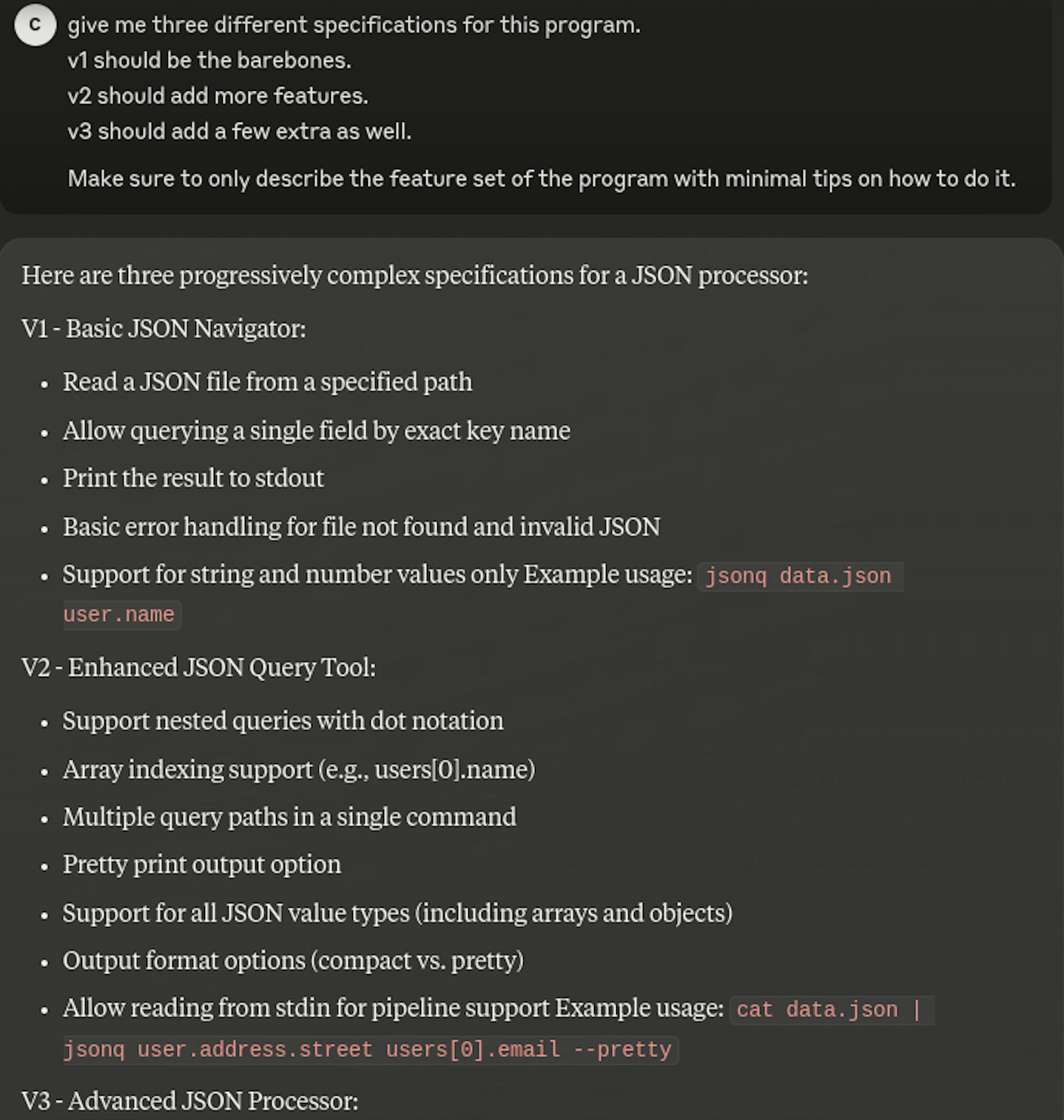 Writing a JSON query program sounds more exciting than a note-management system