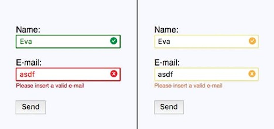 Example of a person with normal vision and a visually impaired person with a system using descriptive messages and icons