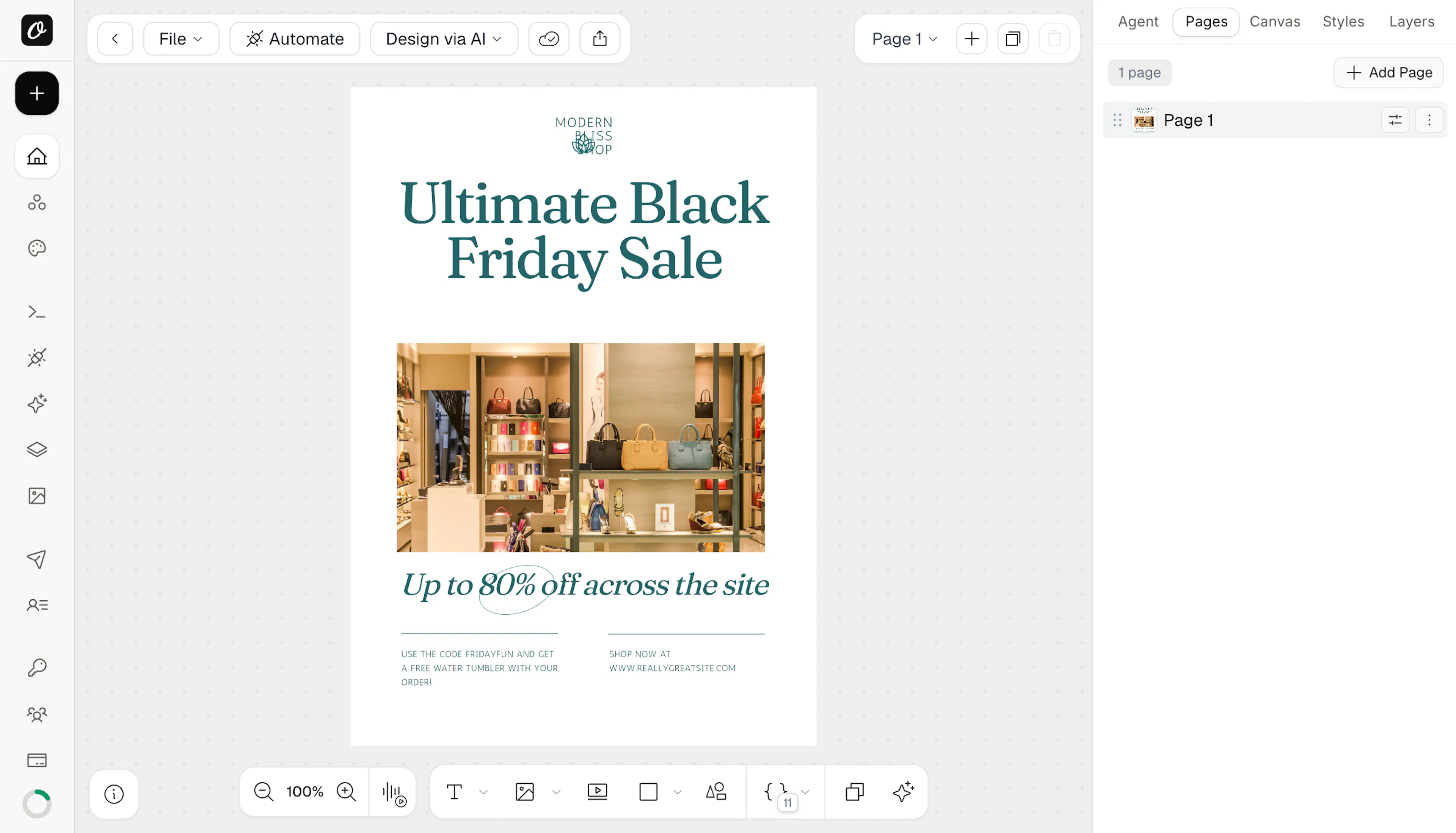The New Template dialog in Orshot, showing the Canva import tab among Library, Figma, and Polotno options