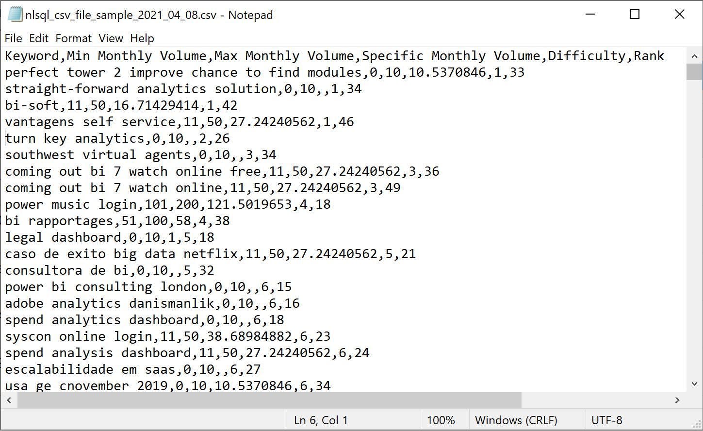 CSV File Format