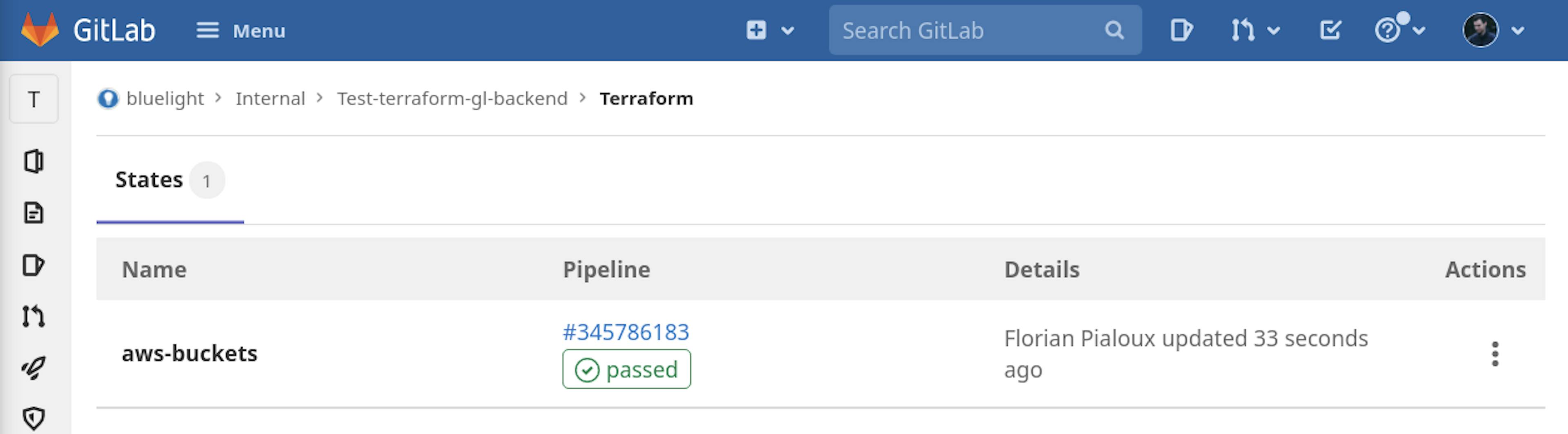 terraform apply job in gitlab interface