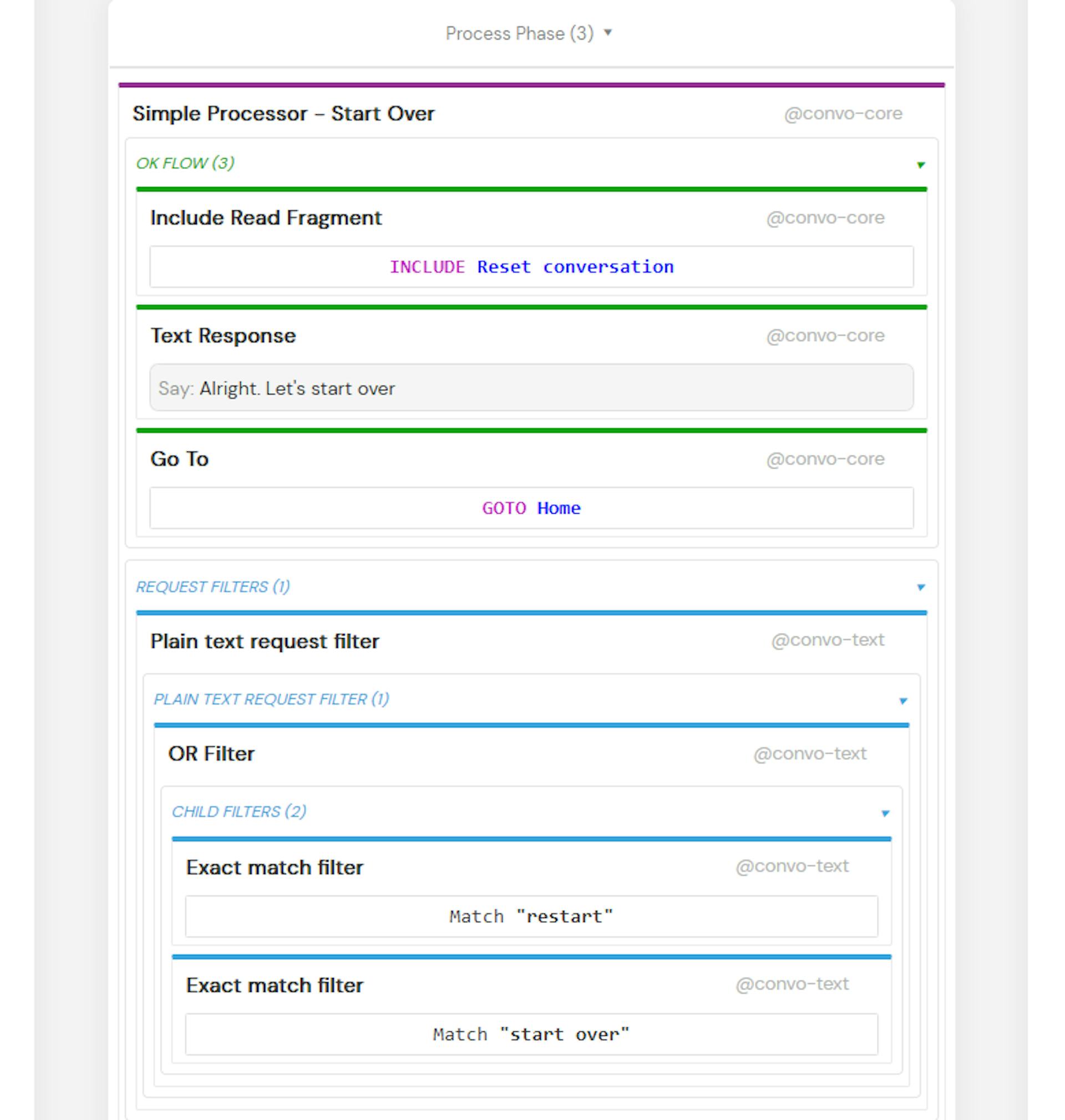 Start over command handling