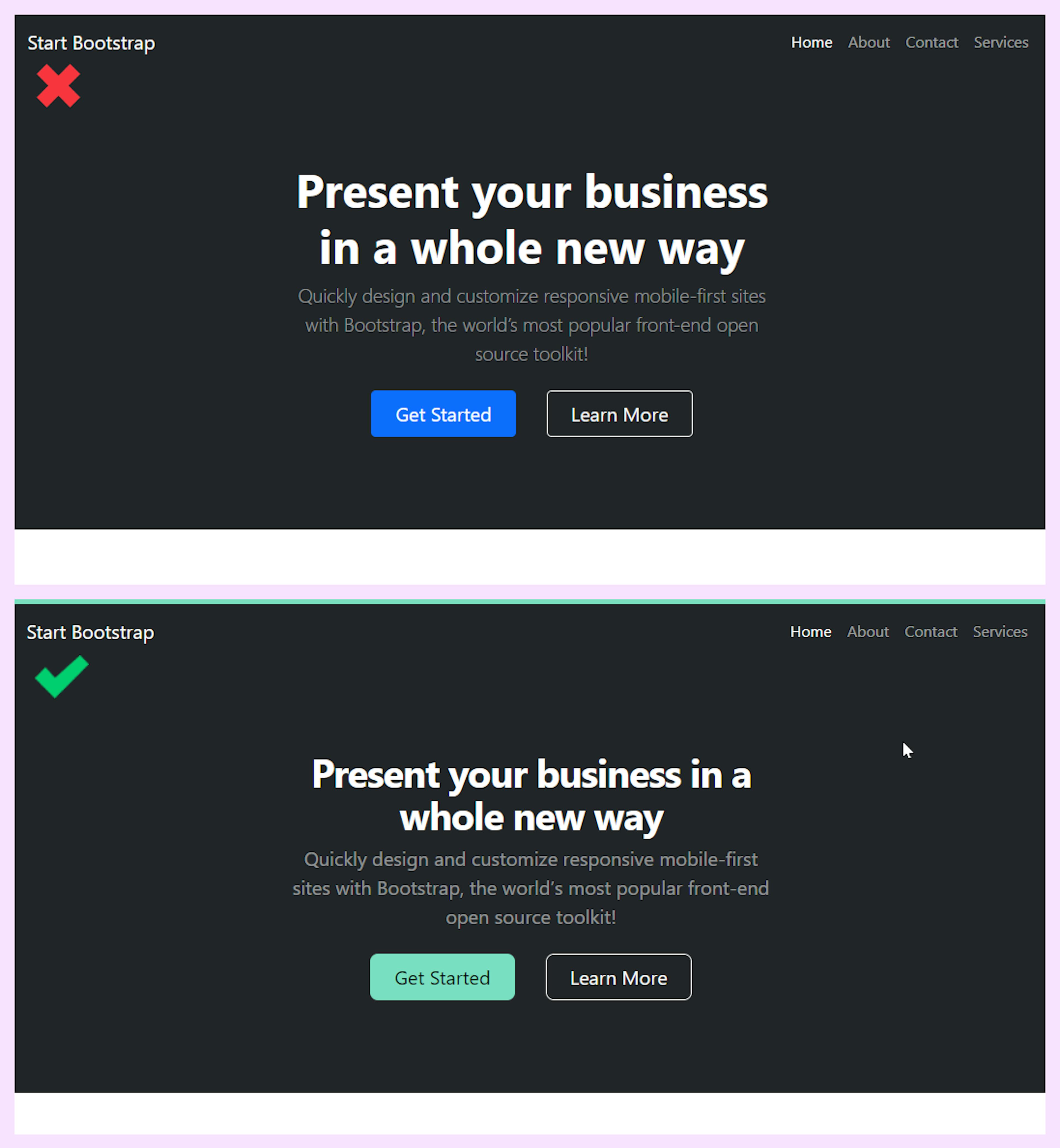 Cập nhật anh hùng Bootstrap