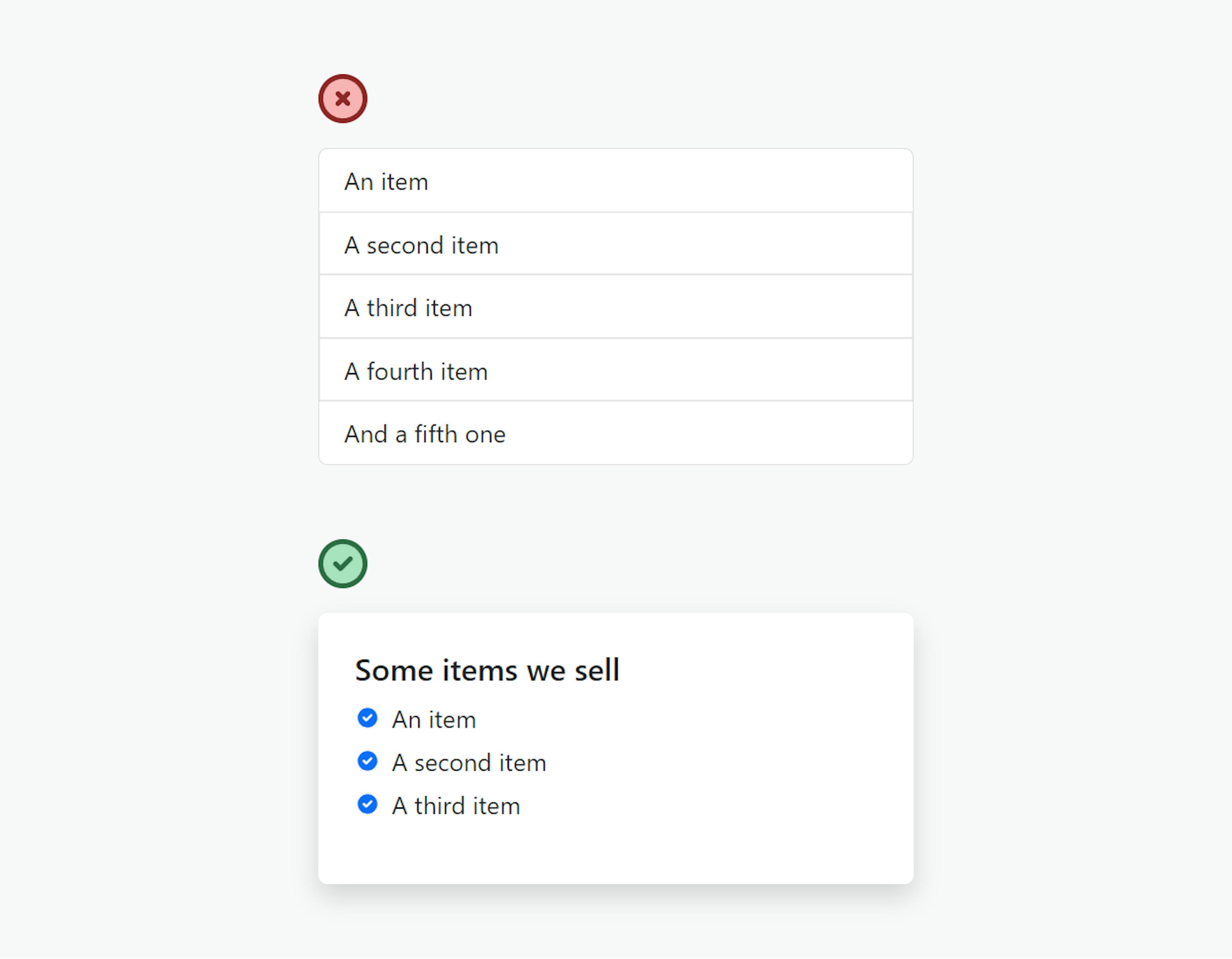 Estilos de lista de CSS do Bootstrap