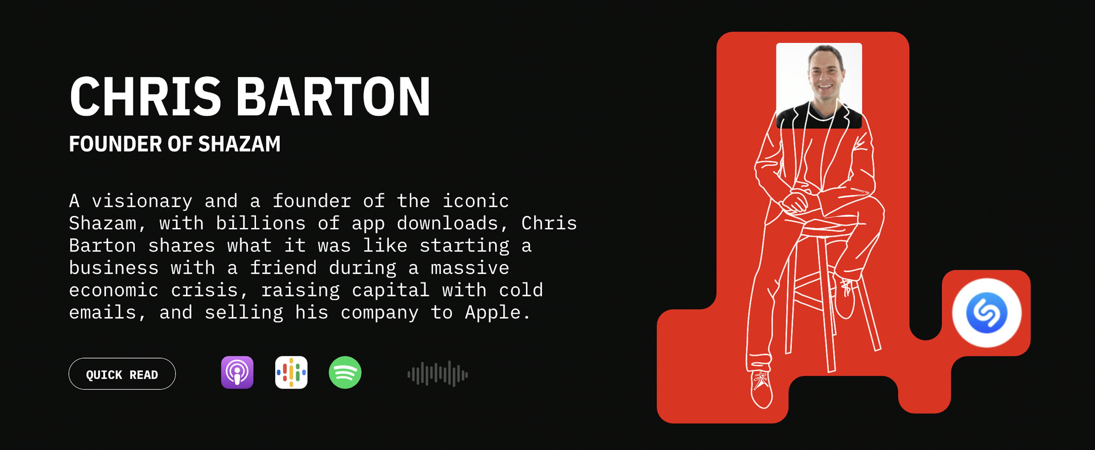 Startup Exits episode with Chris Barton, founder of Shazam