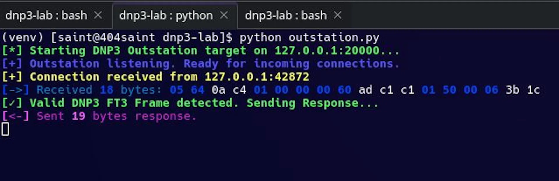 Figure 2. The custom outstation parsing the request and constructing the response APDU.
